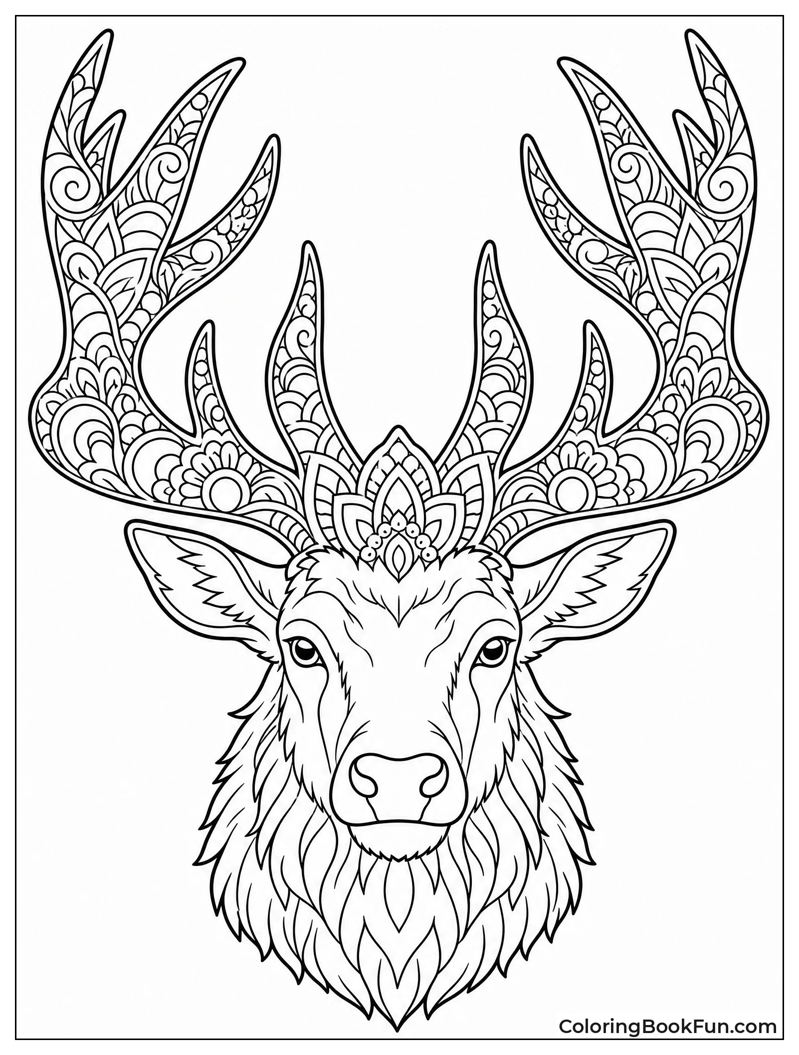 Bull Elk Head with Mandala Antlers