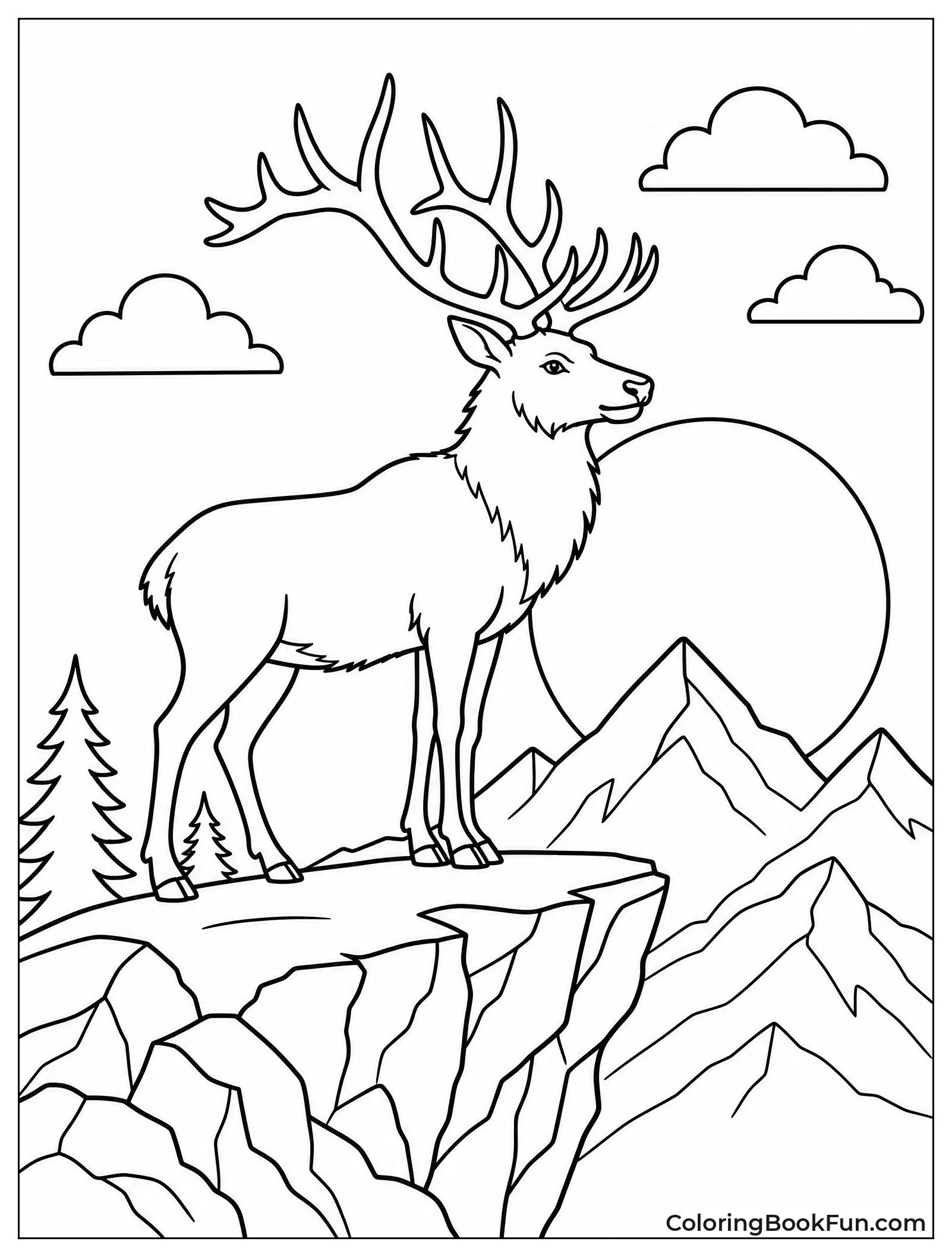 Silhouette of Elk on Cliff