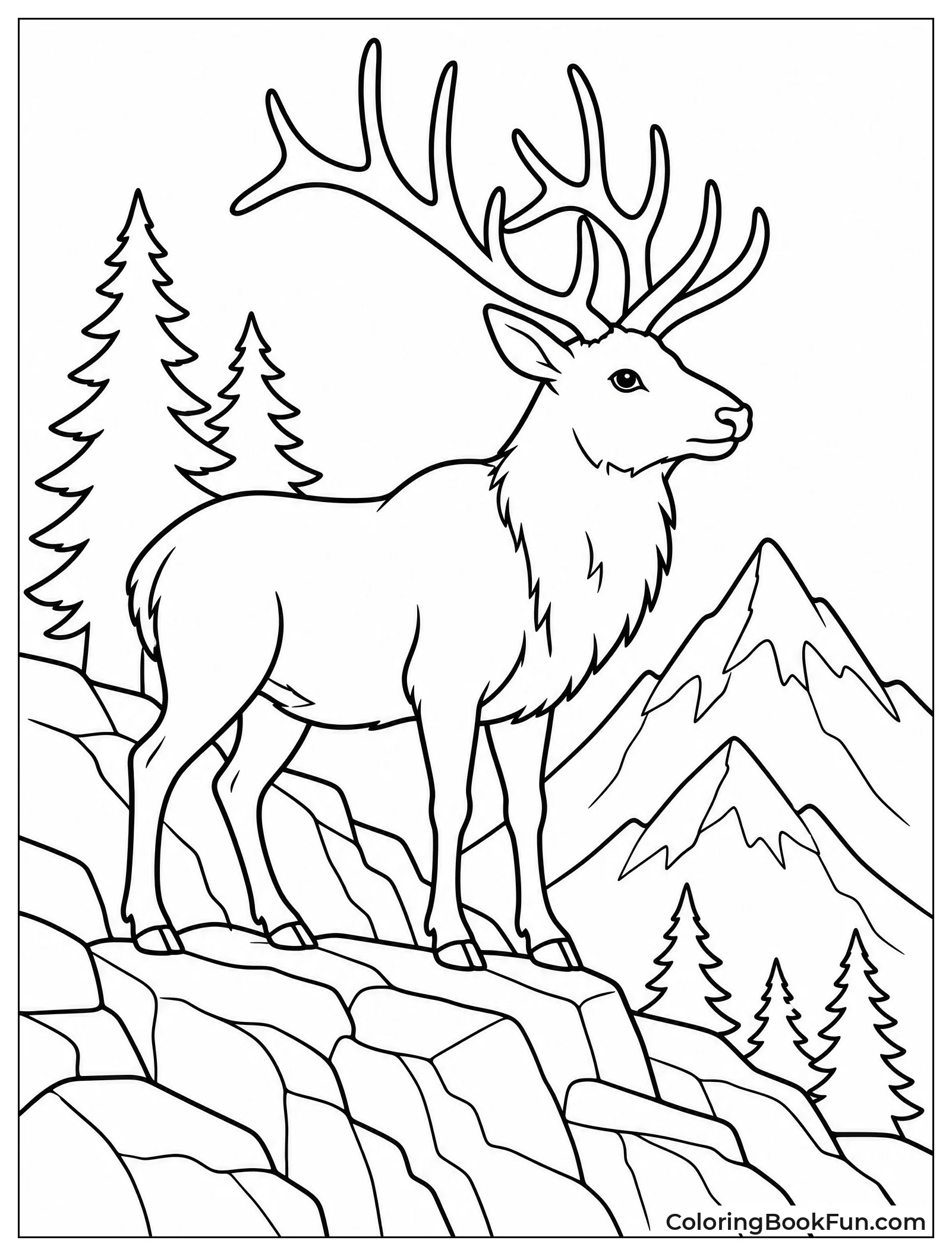 Elk on Rocky Mountainside