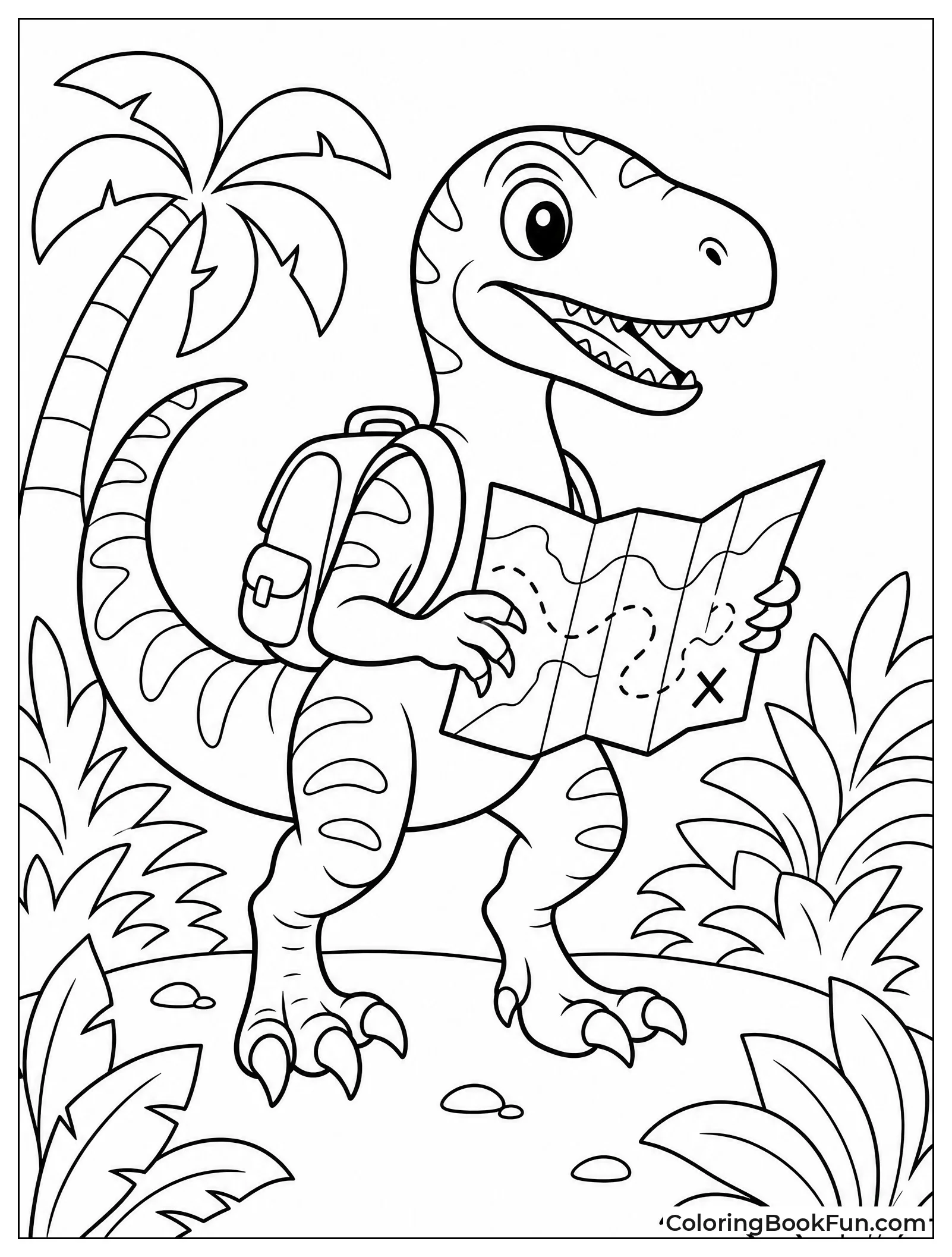 Explorer Velociraptor Holding a Map