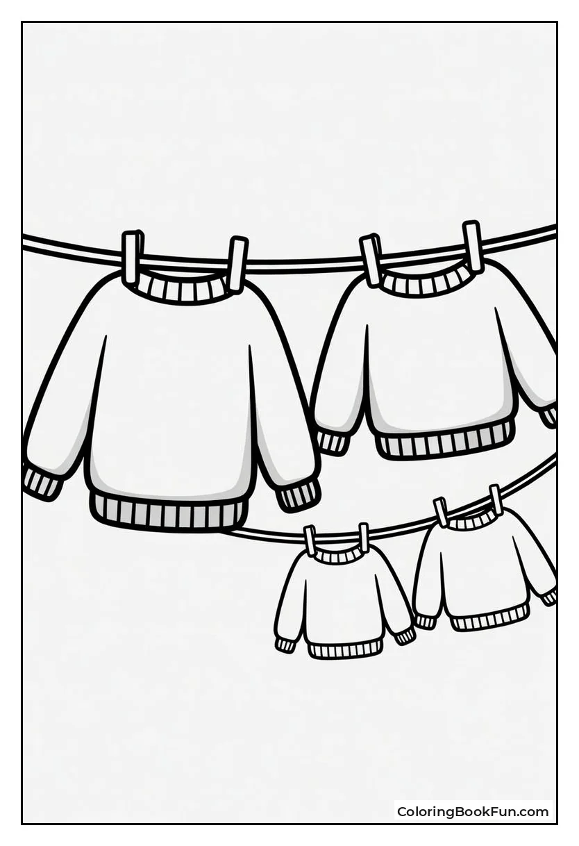 Family Sweaters Hang on Line