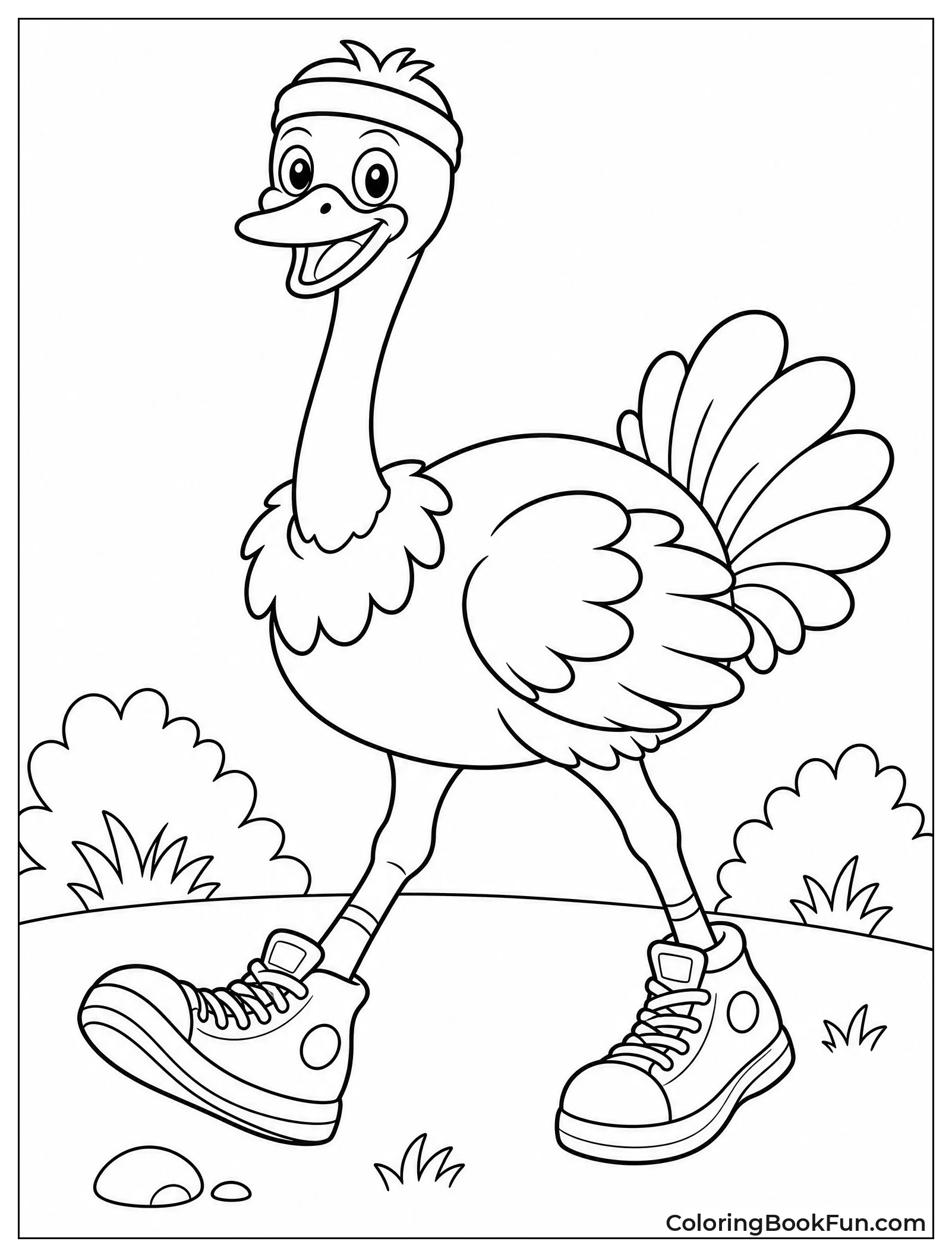 Ostrich Runs in Sneakers