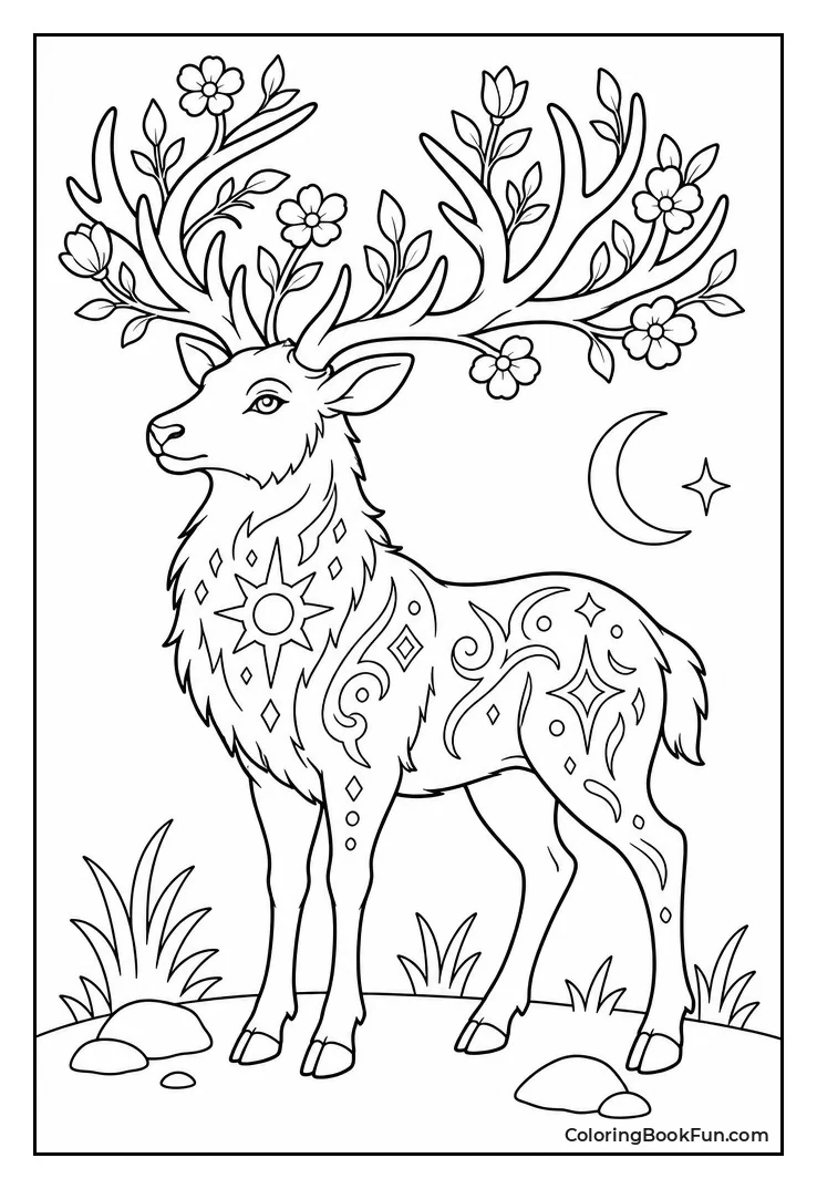 Fantasy Elk with Glowing Symbols