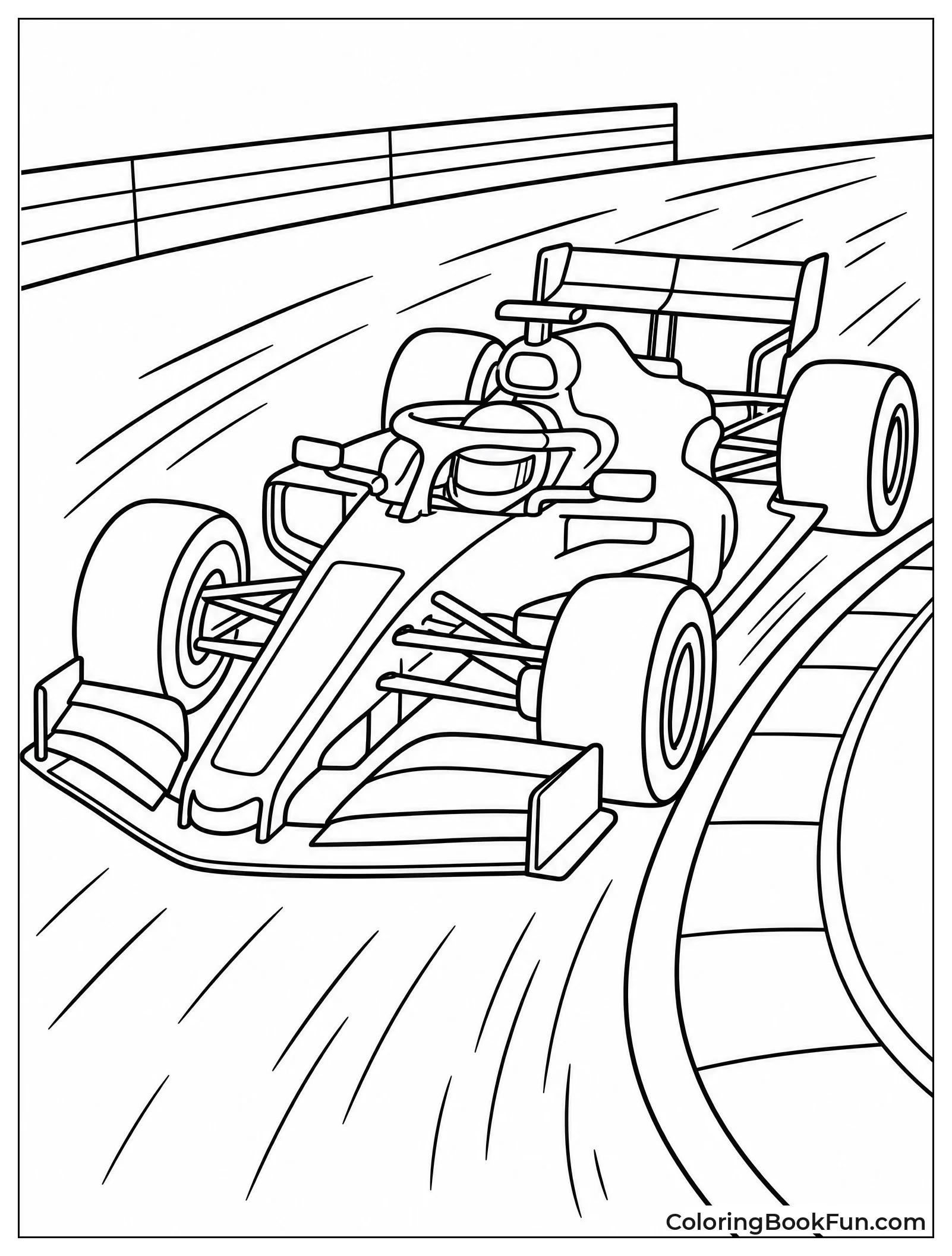 F1 Car Leaning into Sharp Turn