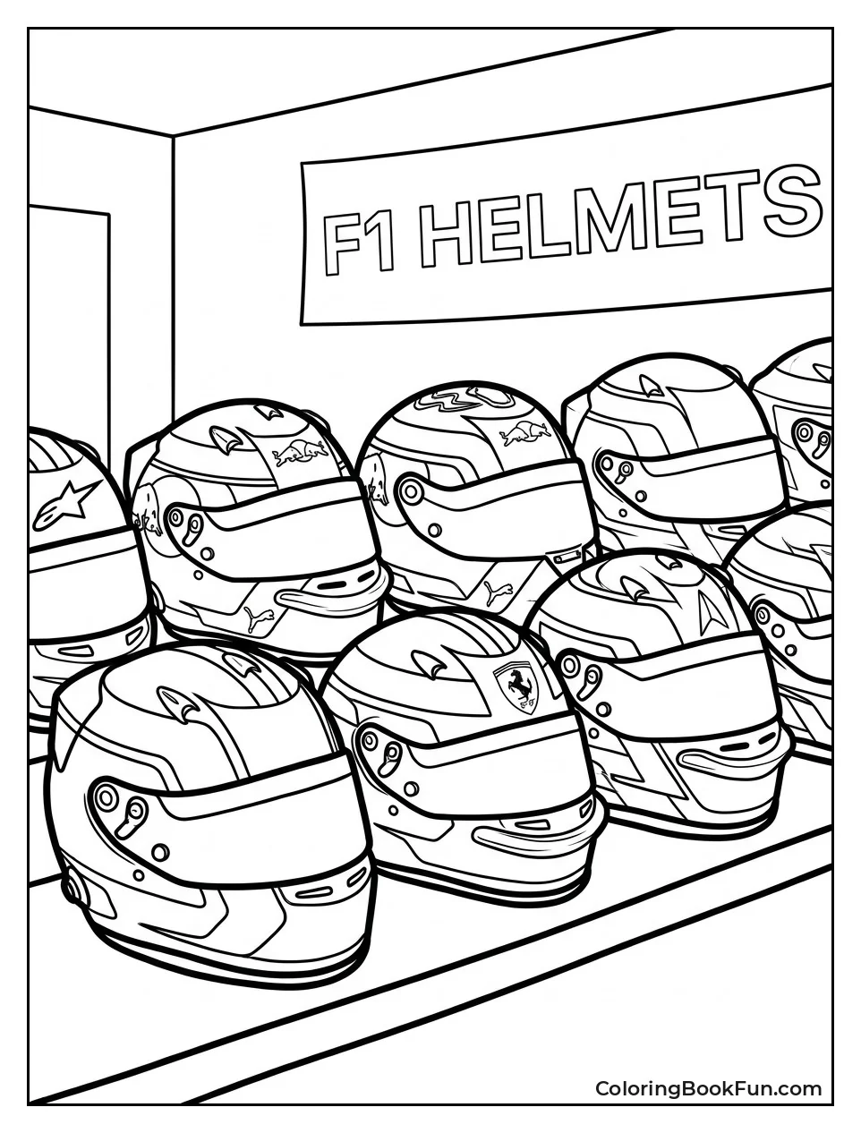 Collection of Colorful F1 Helmets