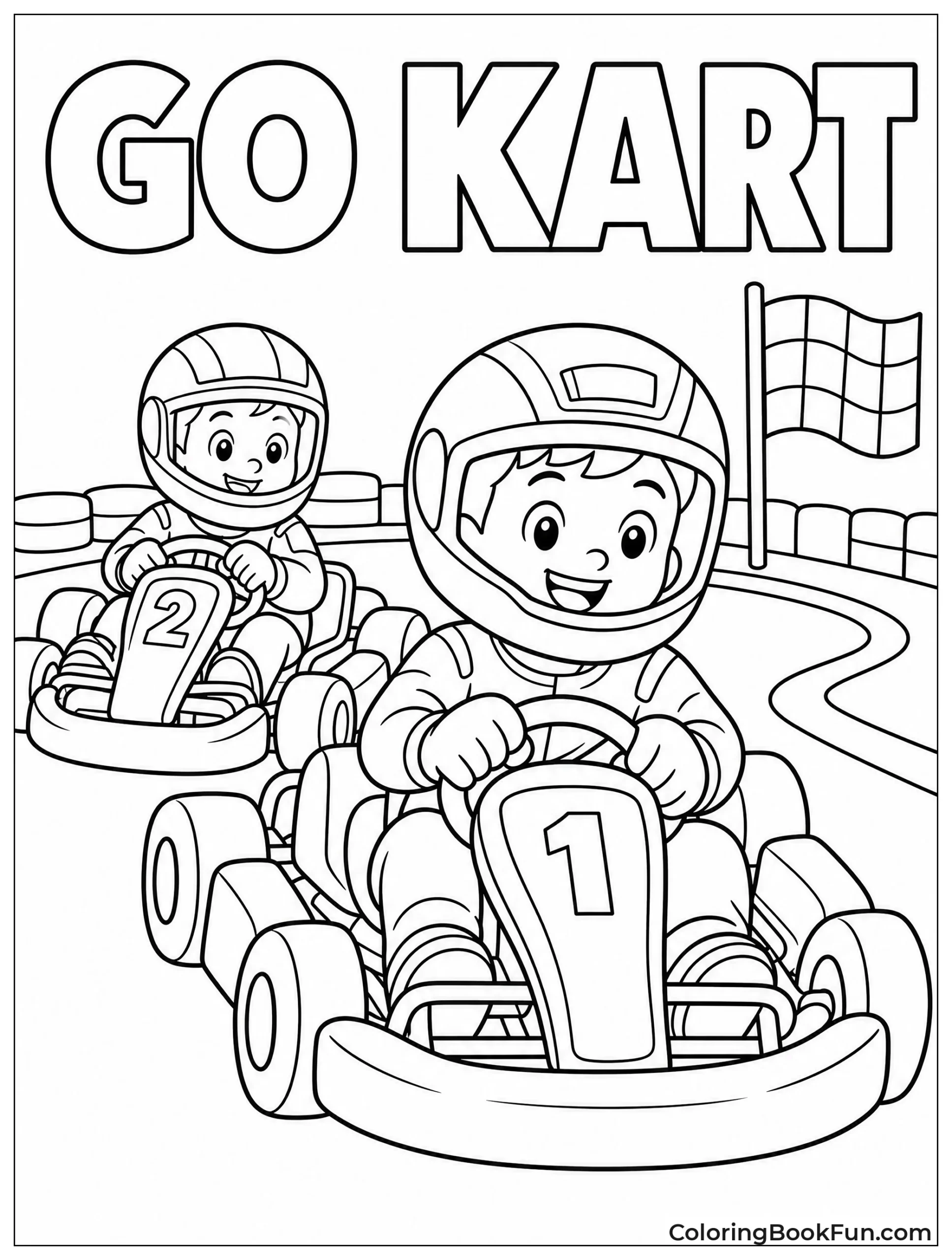 Kids Racing Go Karts at Start