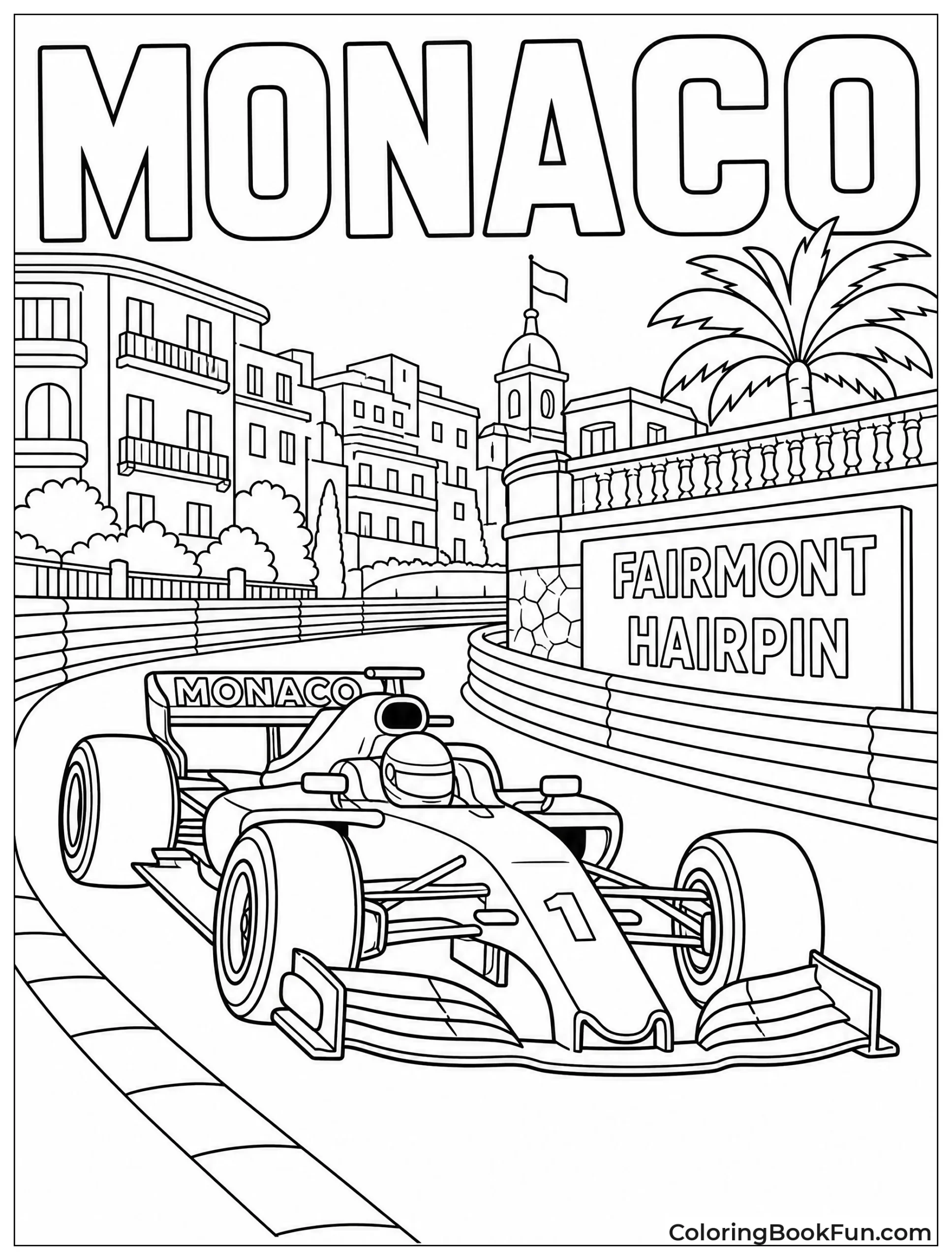 F1 Car Racing through Monaco Streets