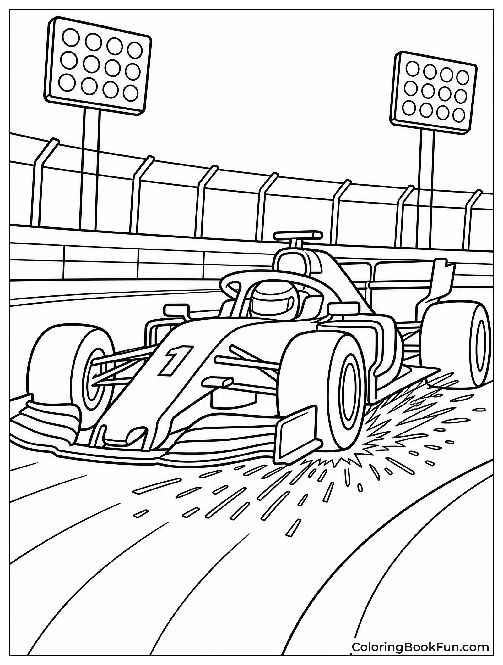 Sparks Flying under F1 Car at Night