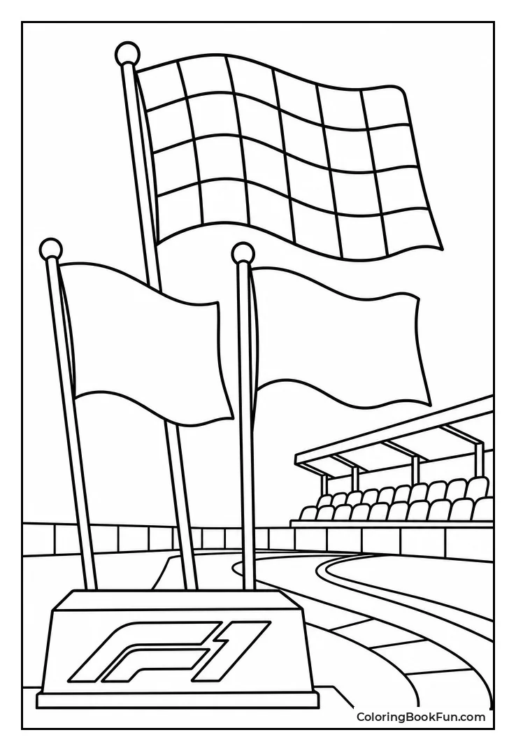 Checkered Flag Waving beside Yellow One