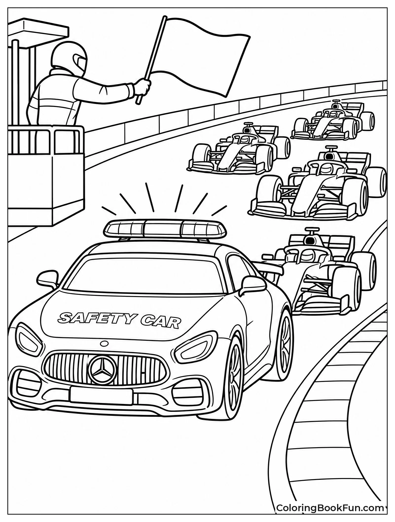 Safety Car Leading Pack under Lights