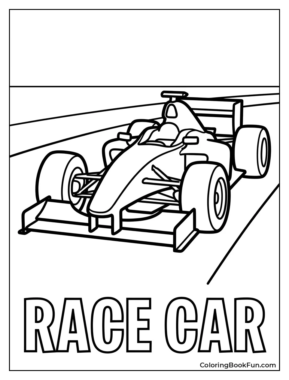 Simple Outline F1 Car for Kids