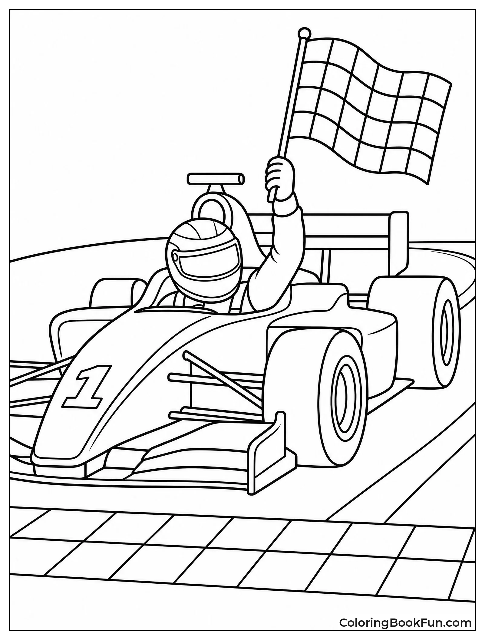 Driver Waving Flag on Victory Lap