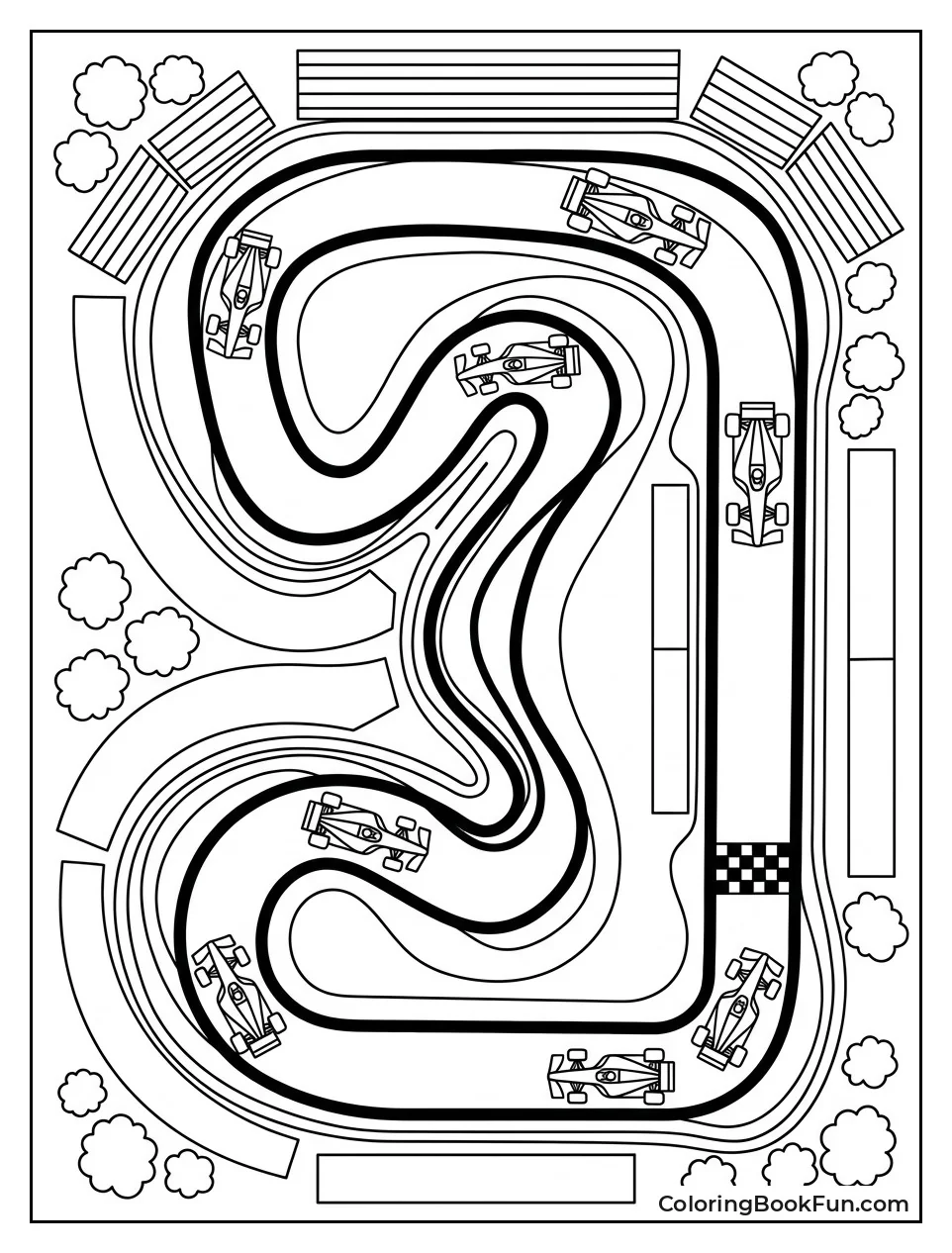 Overhead View of Cars on Track Map