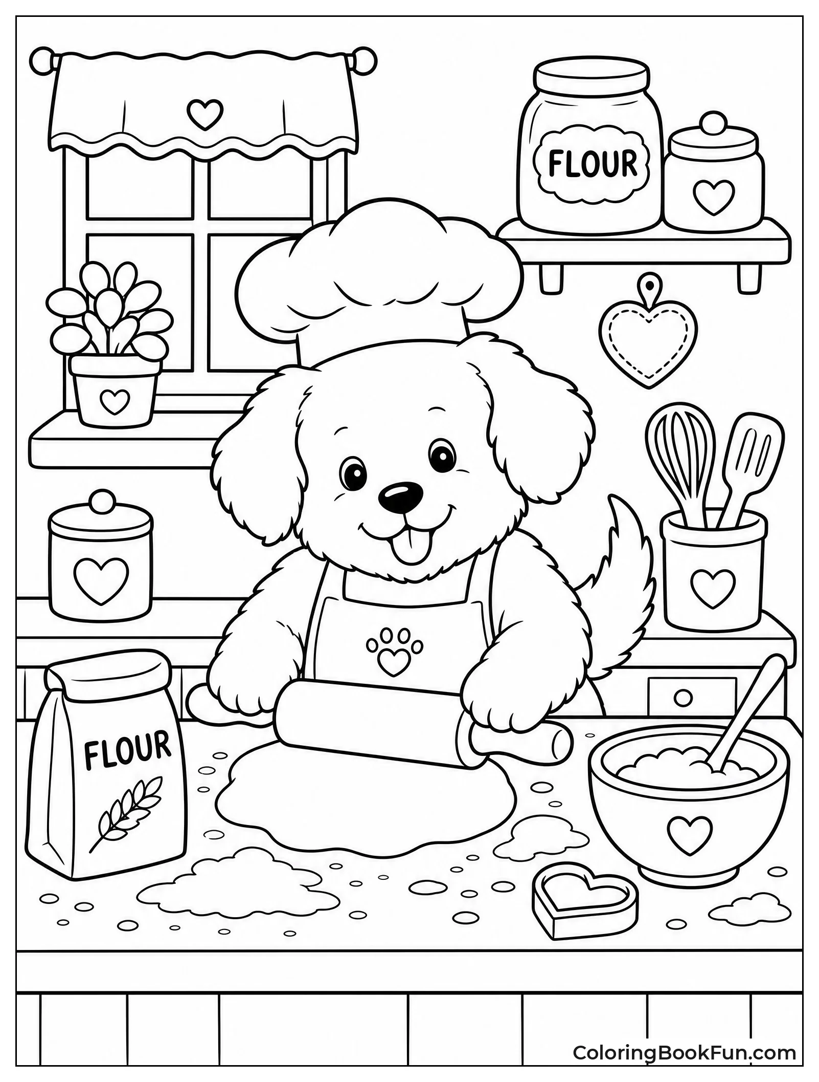 Puppy Bakes in Kitchen