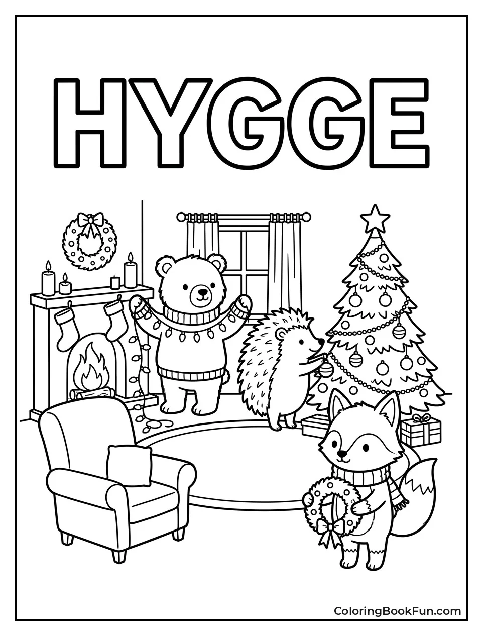 Animals Decorate Christmas Cottage