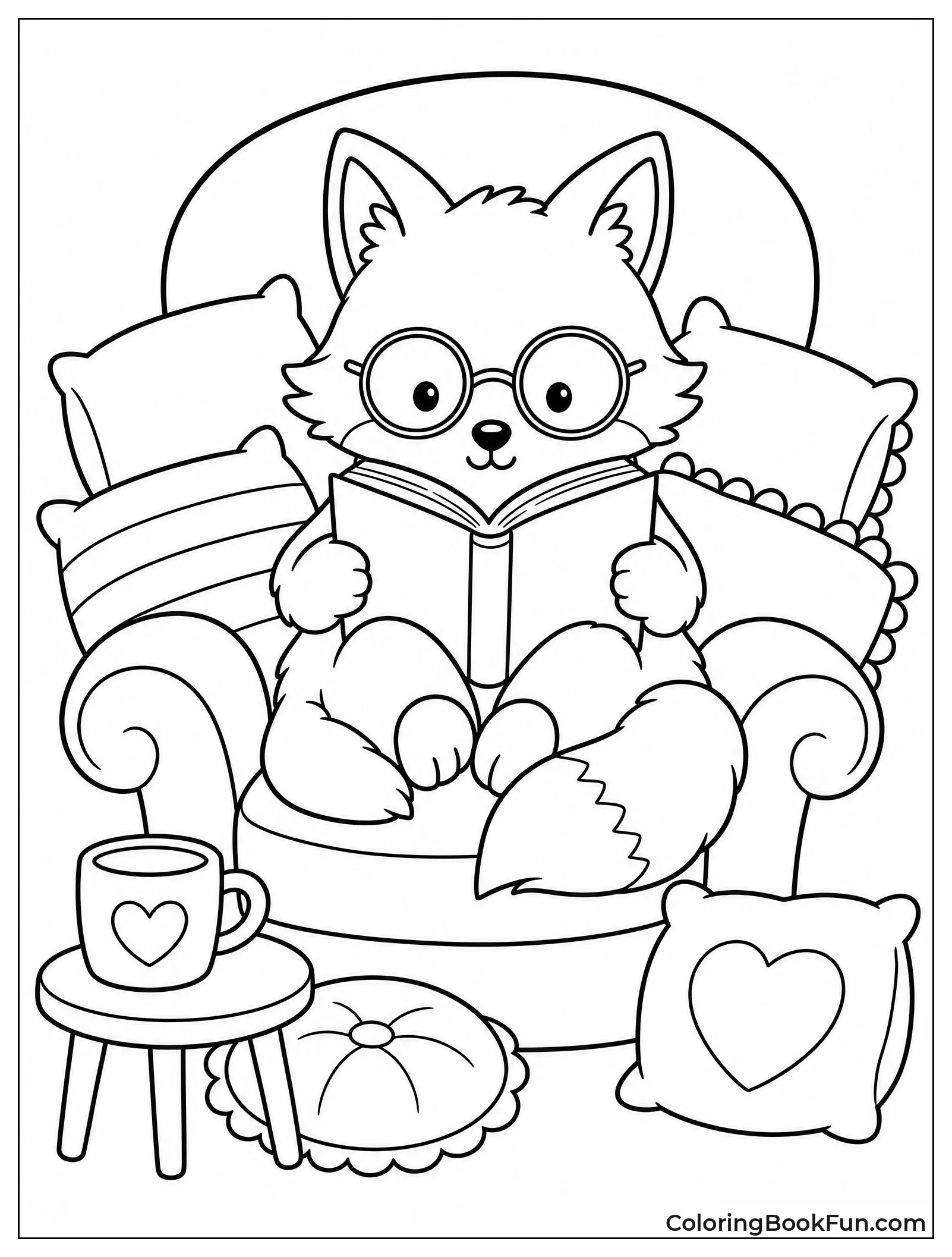 Fox Reads in Comfy Armchair