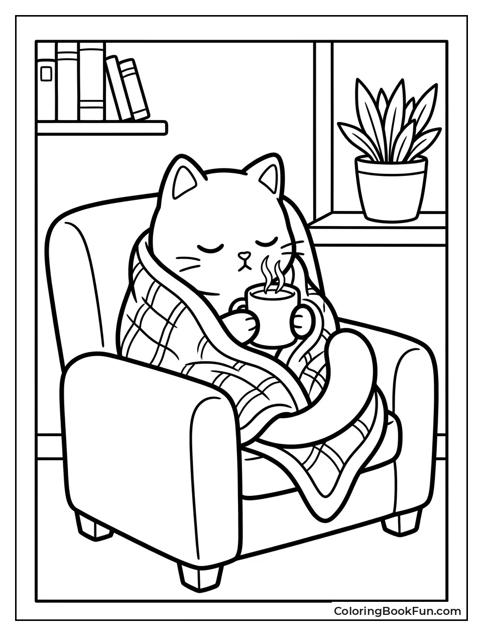 Cat Holds Morning Coffee Mug