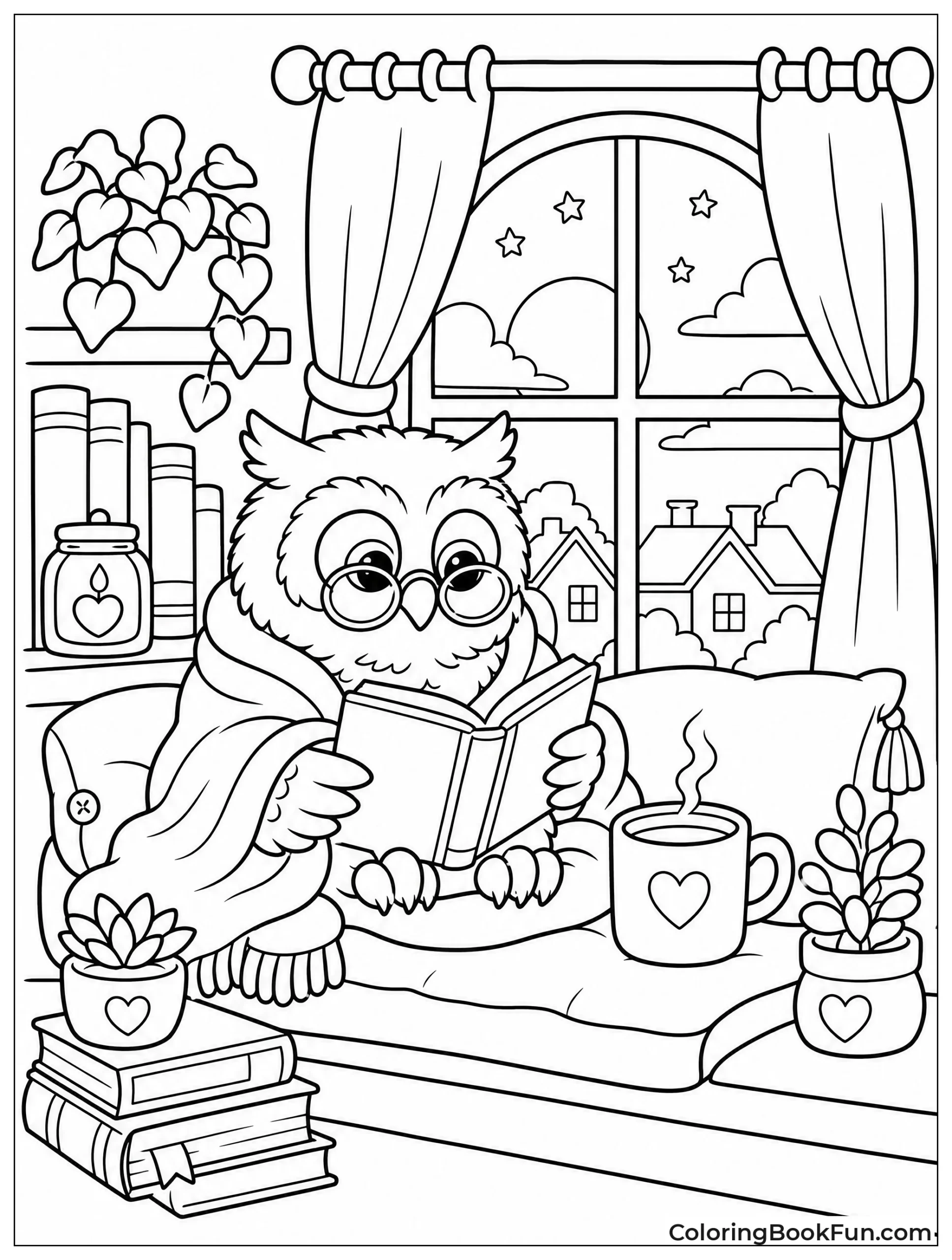 Owl Sits in Window Nook