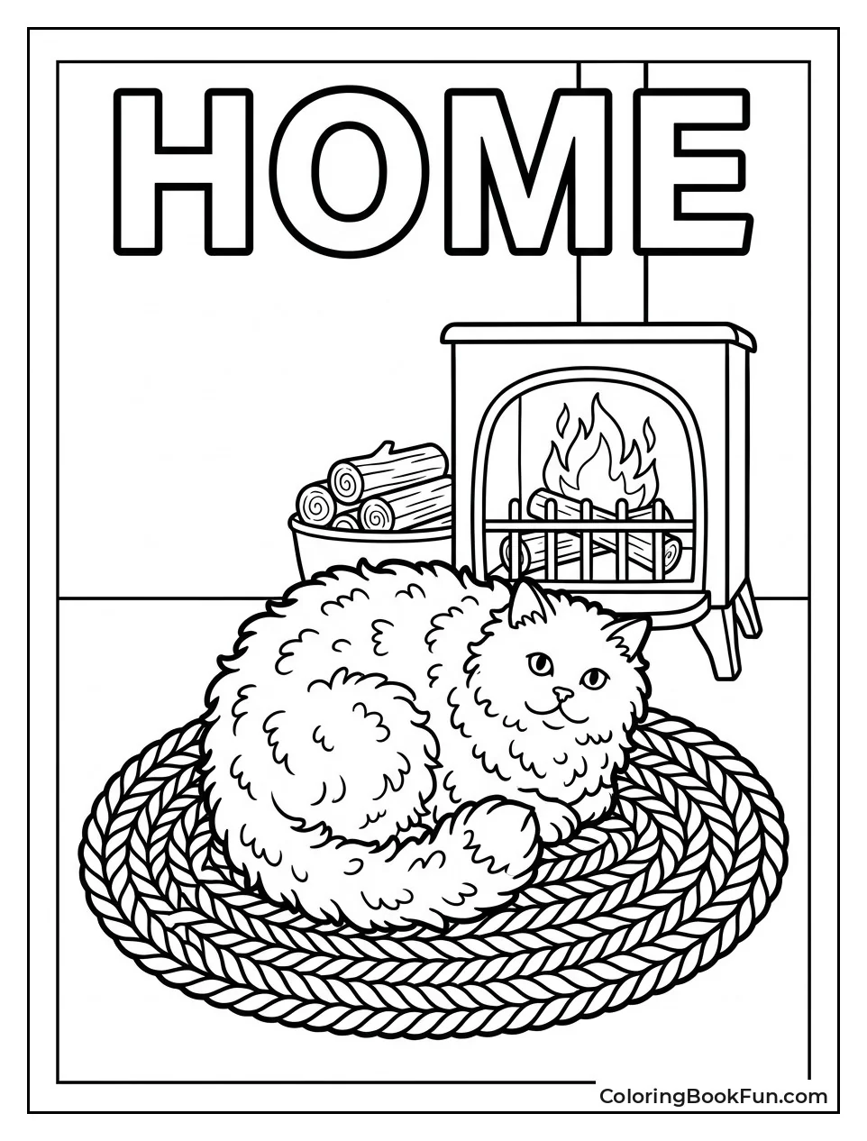Cat Curls Up by Stove