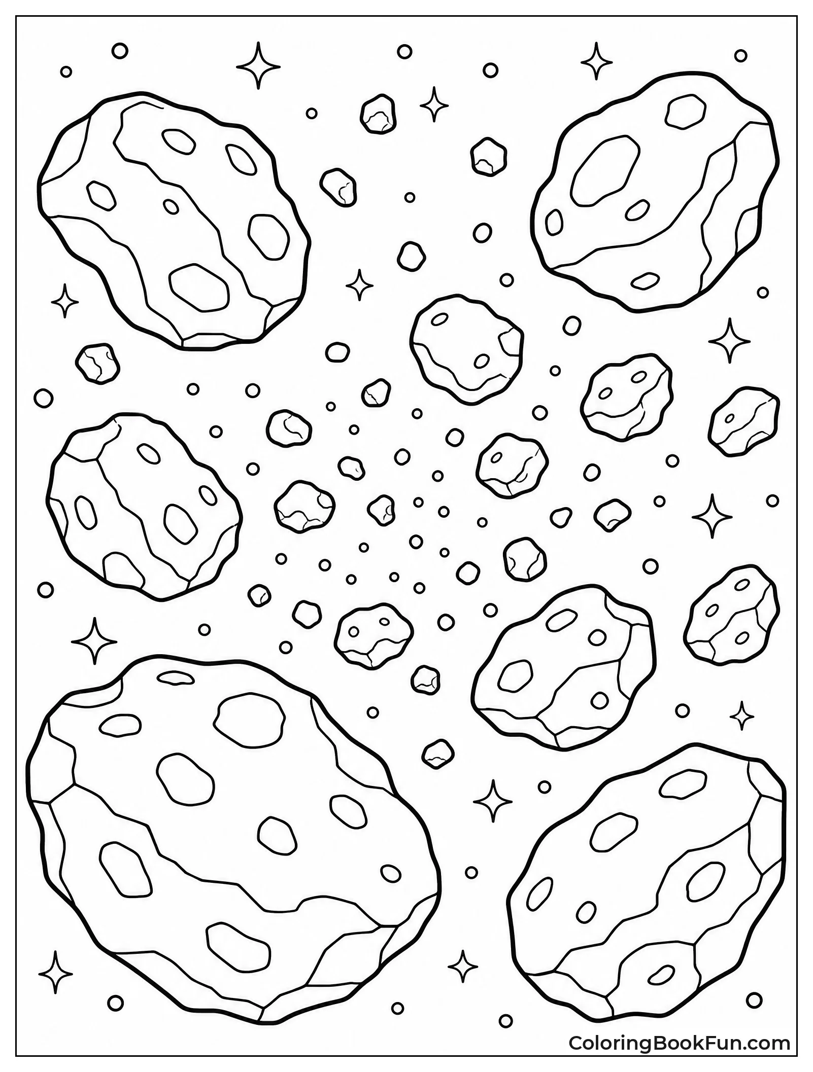 Rocks Floating in Asteroid Belt