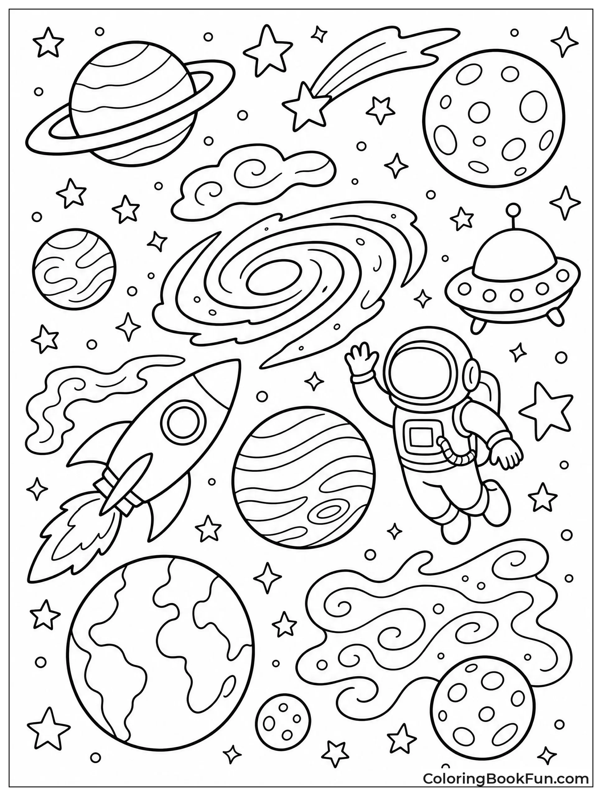 Doodles Show Galaxies Stars and Planets