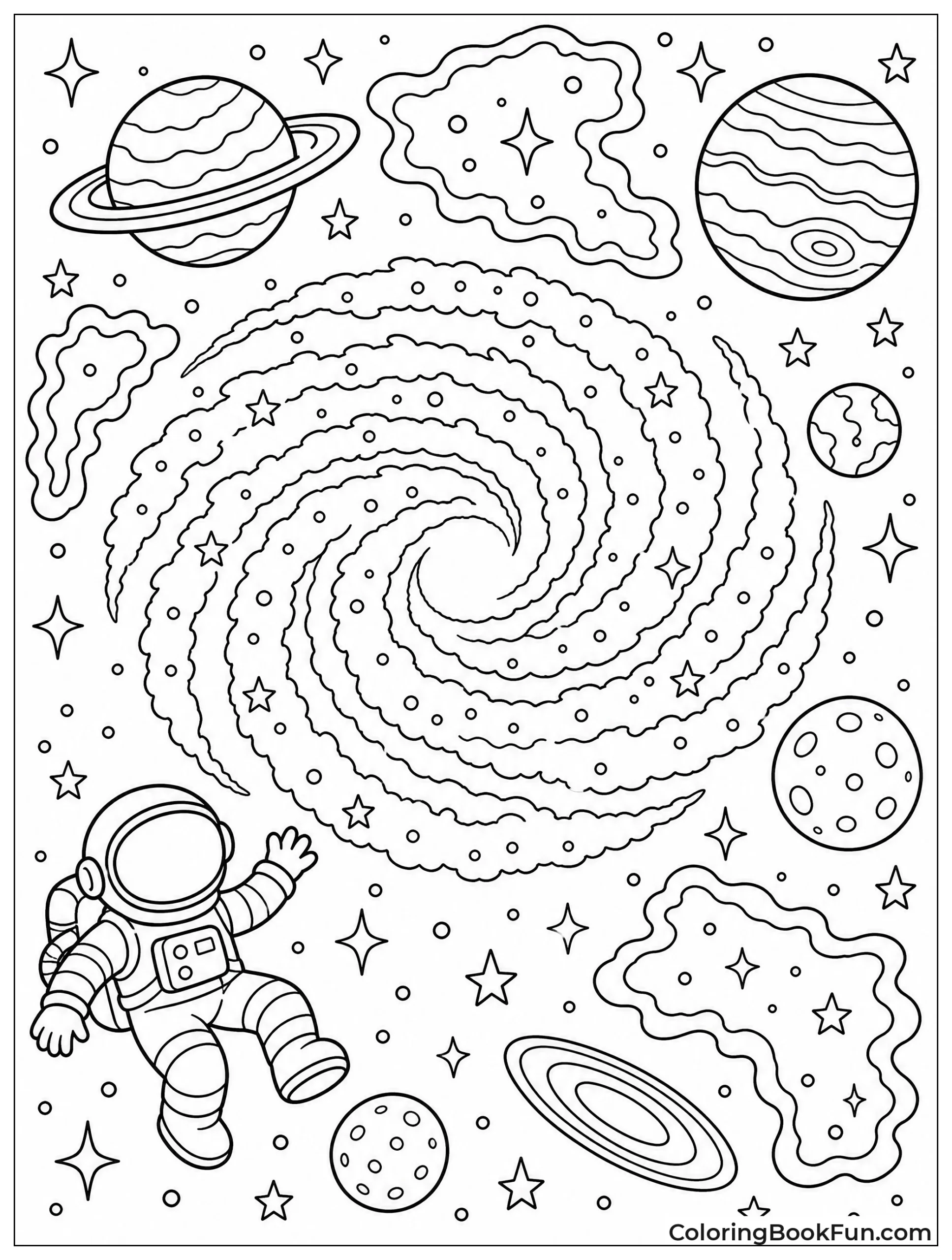 Spiral Galaxy Twirls with Stars and Planets