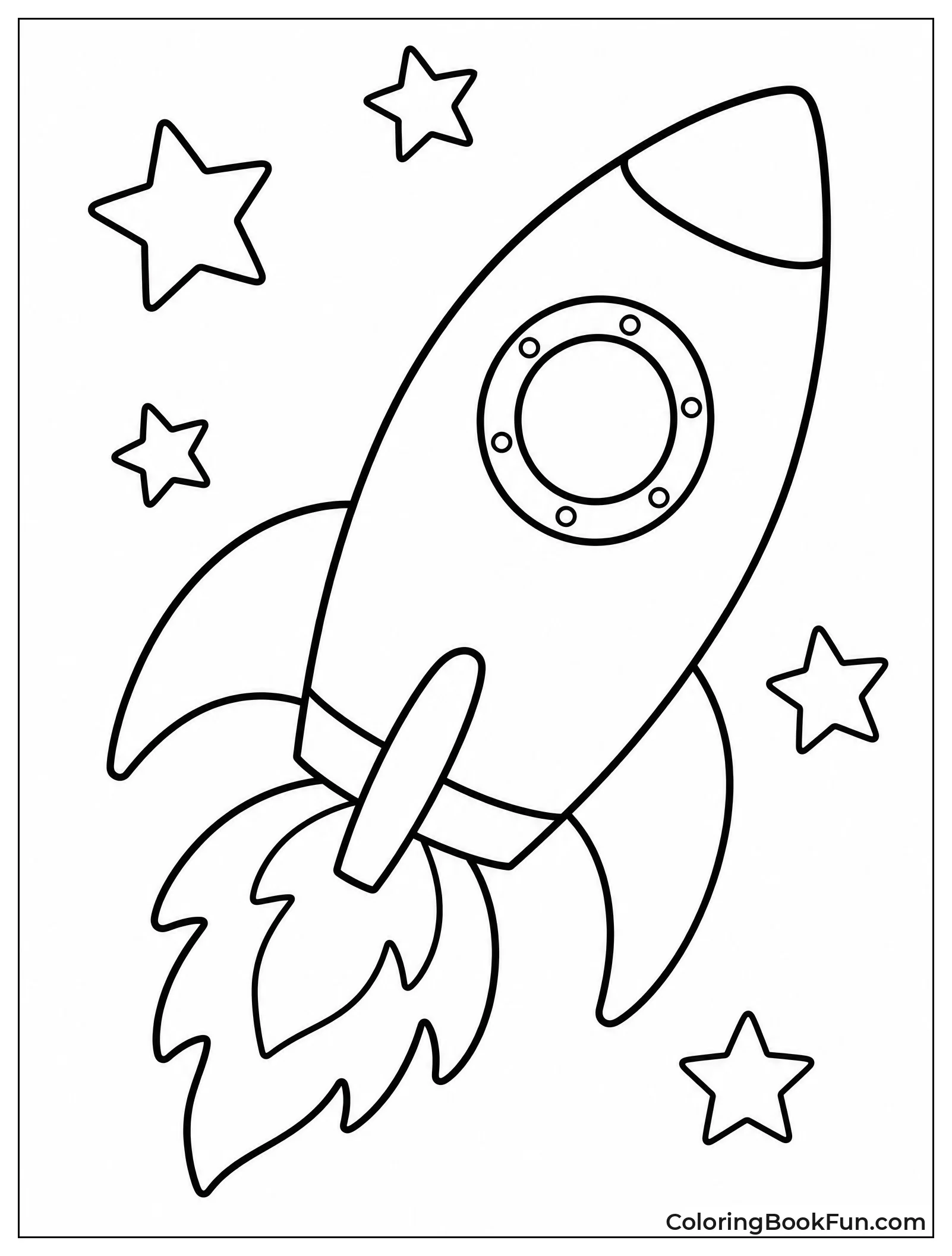 Simple Rocket Ship with Flames