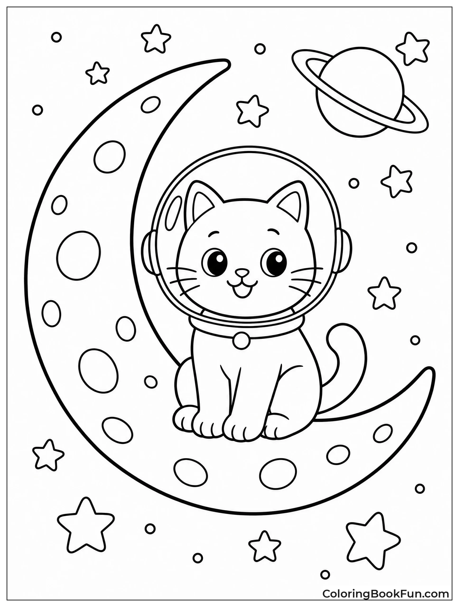 Cat Exploring Space on Moon