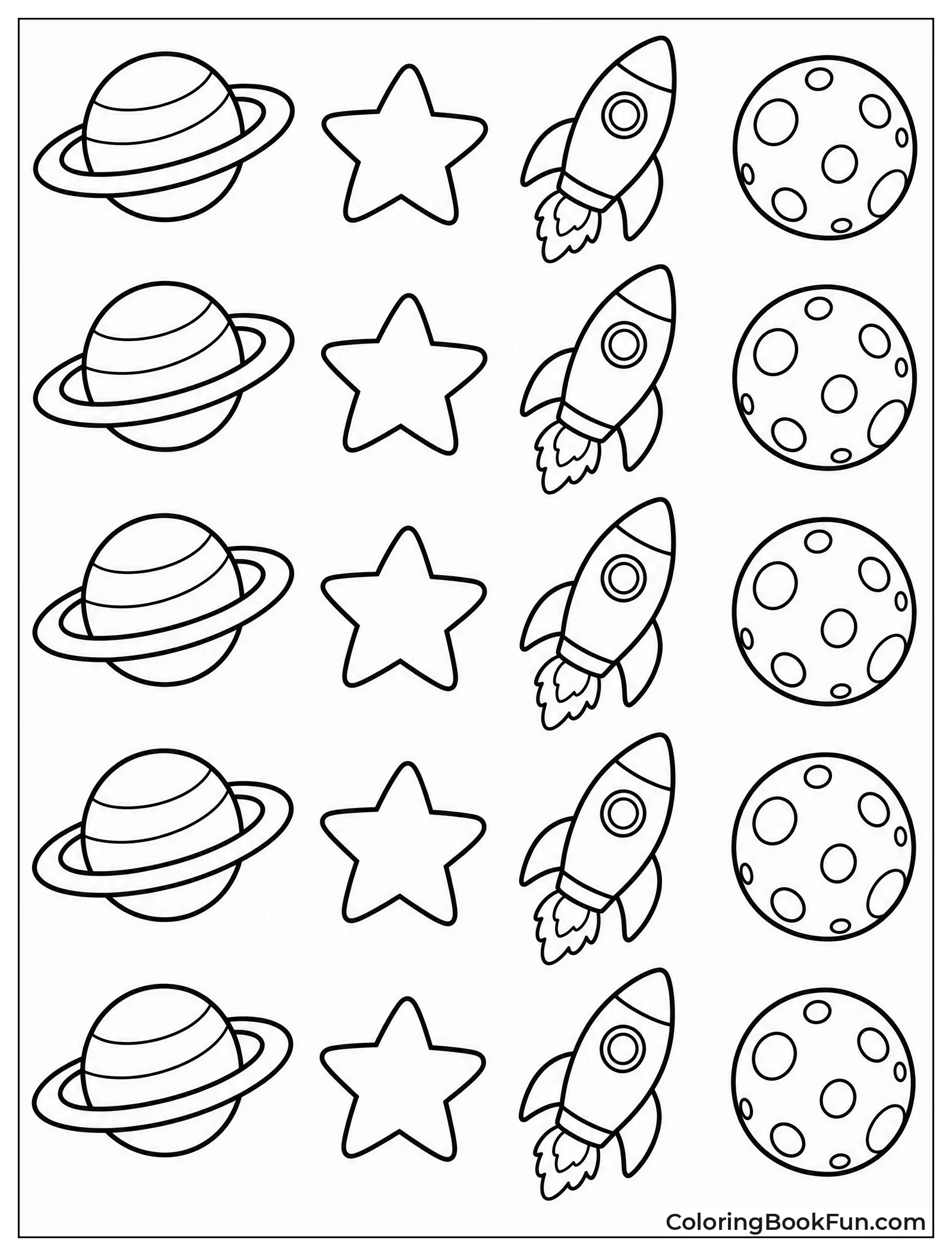Cartoon Planets in Repeating Pattern