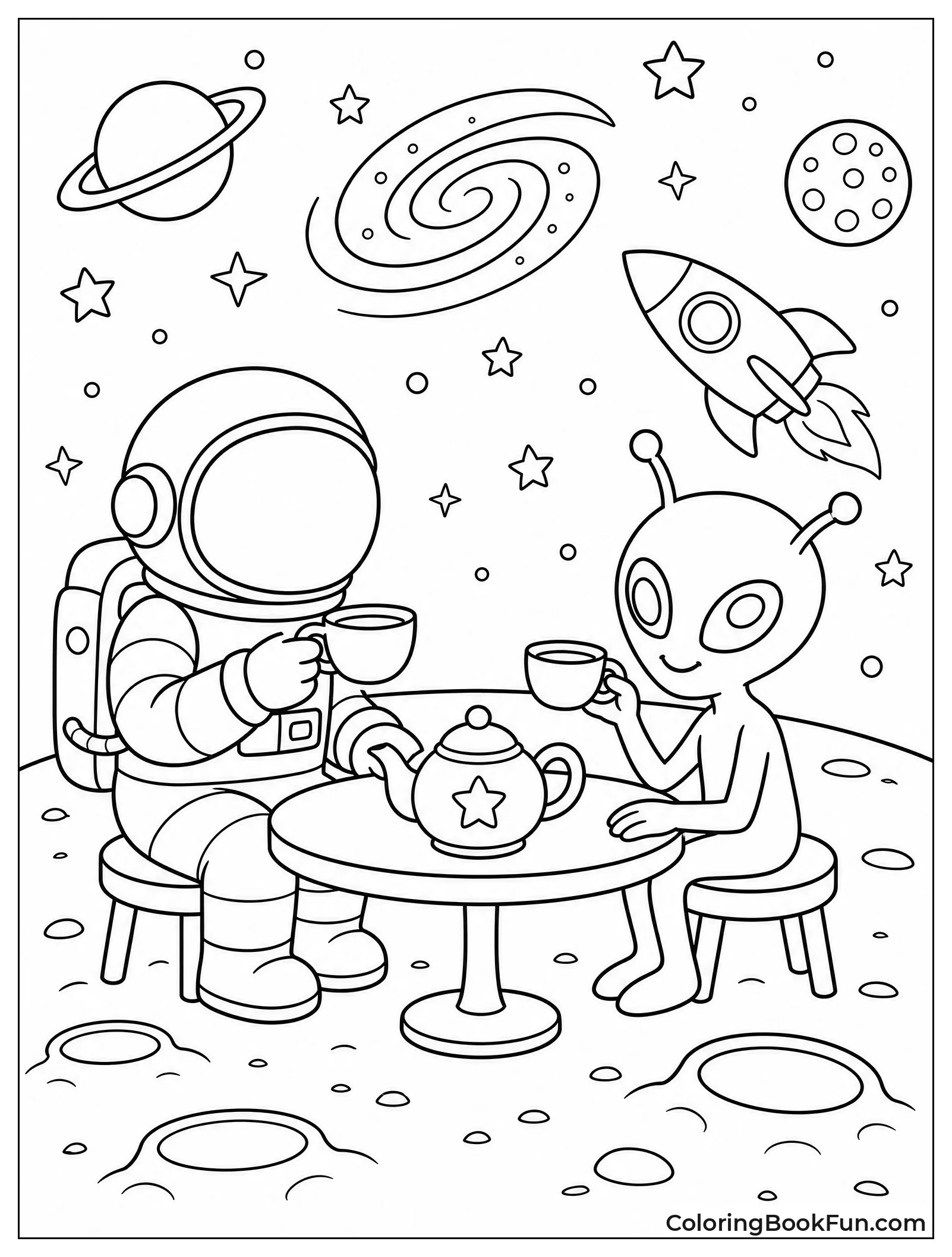 Astronaut Having Tea with Alien