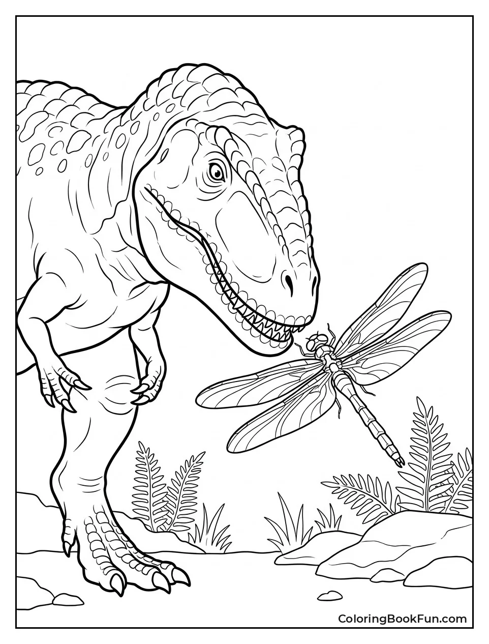 Giganotosaurus Watching Dragonfly Near Nose