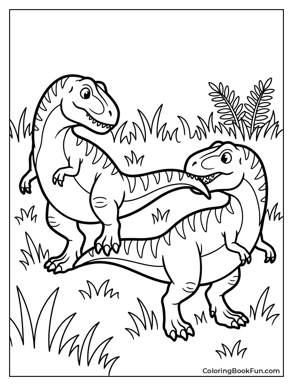 Young Giganotosauruses Playing with Tails