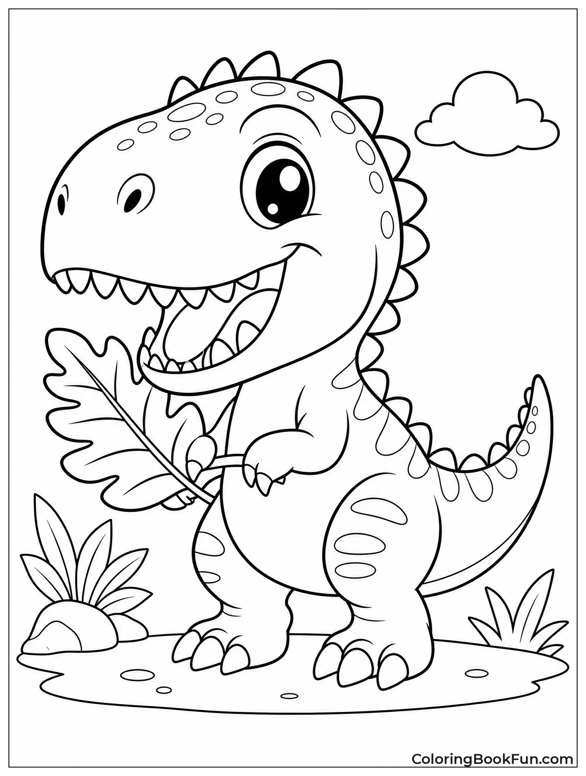 Kawaii Giganotosaurus Holding a Leaf