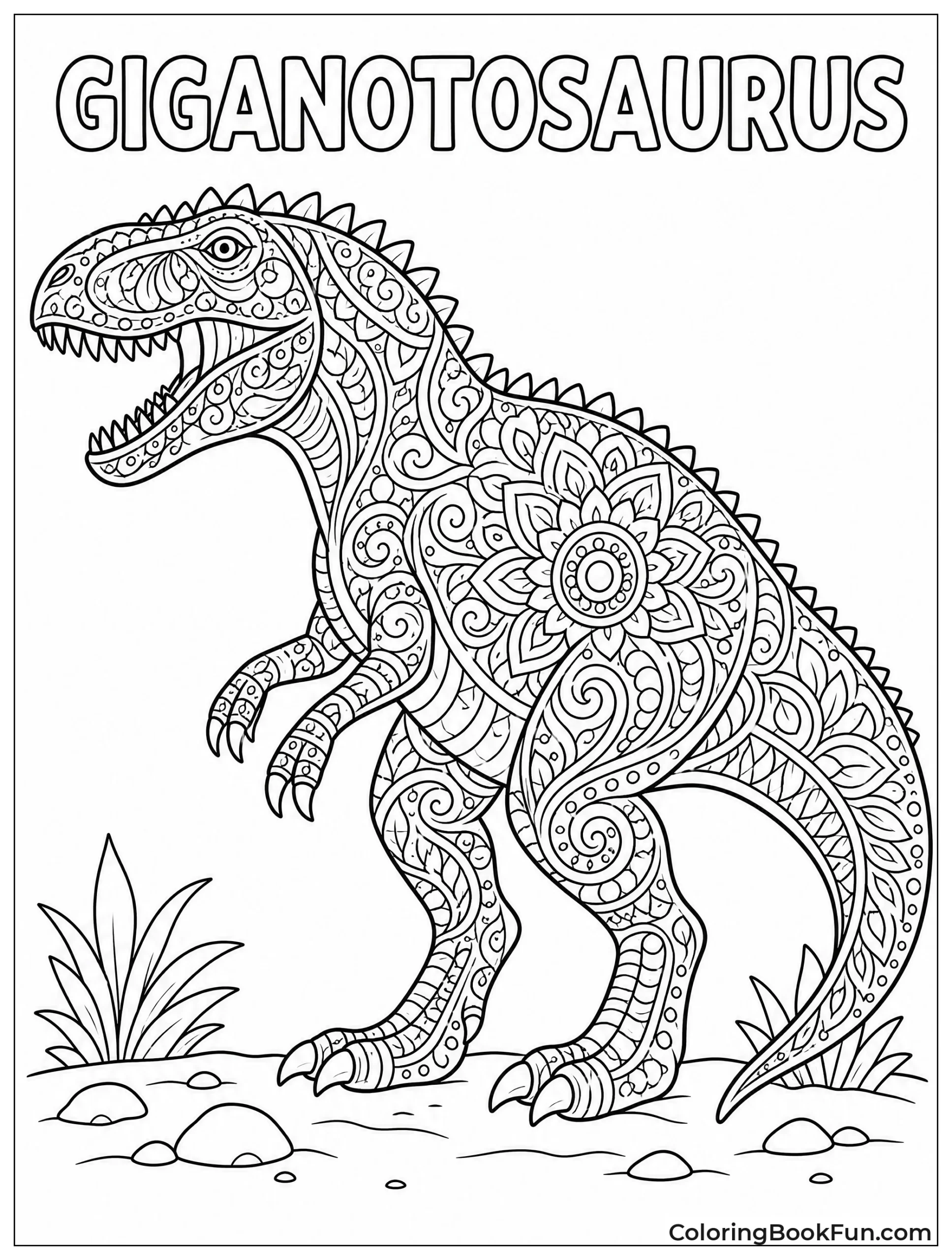 Giganotosaurus Filled with Mandala Patterns
