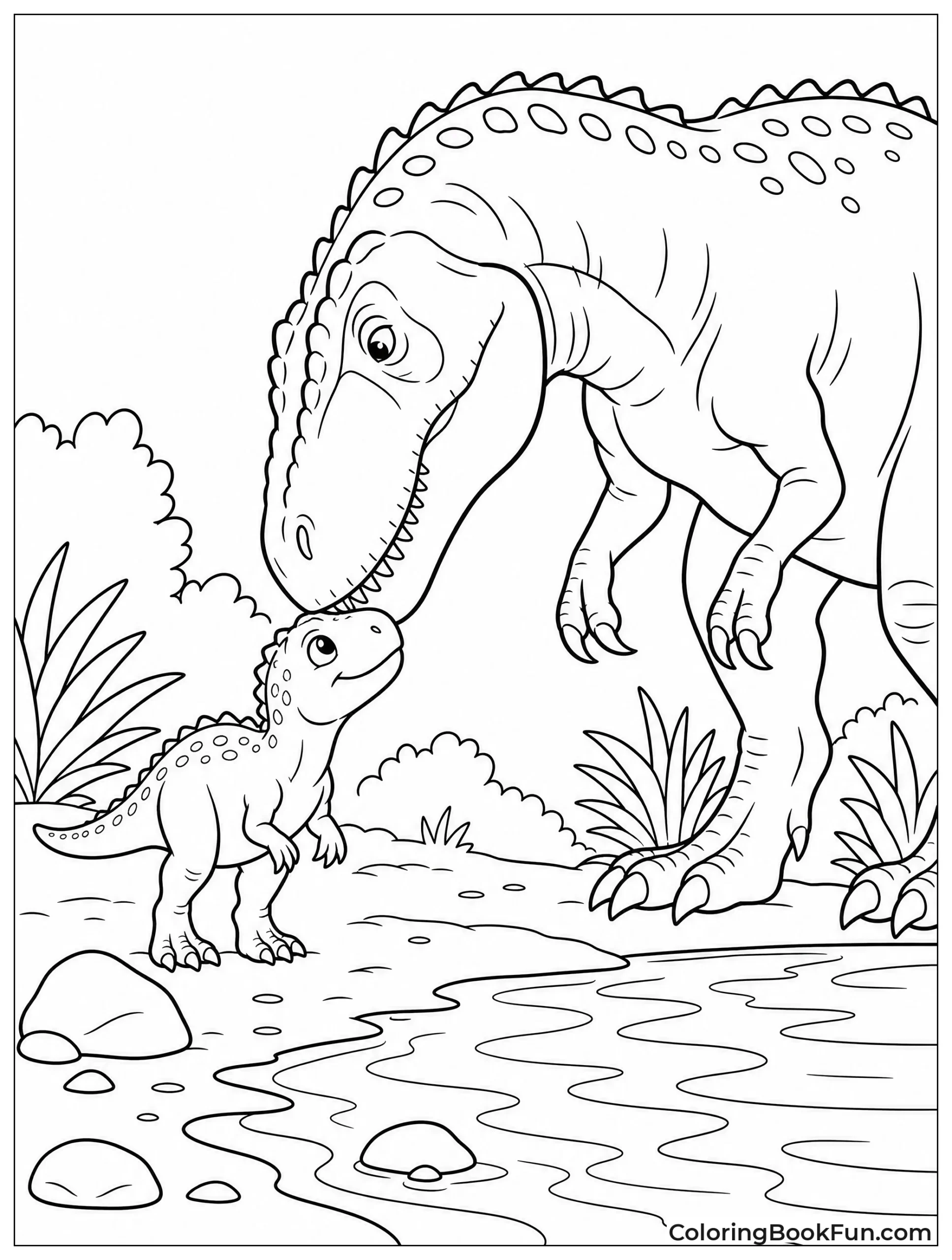 Mother Giganotosaurus Nuzzling Her Baby