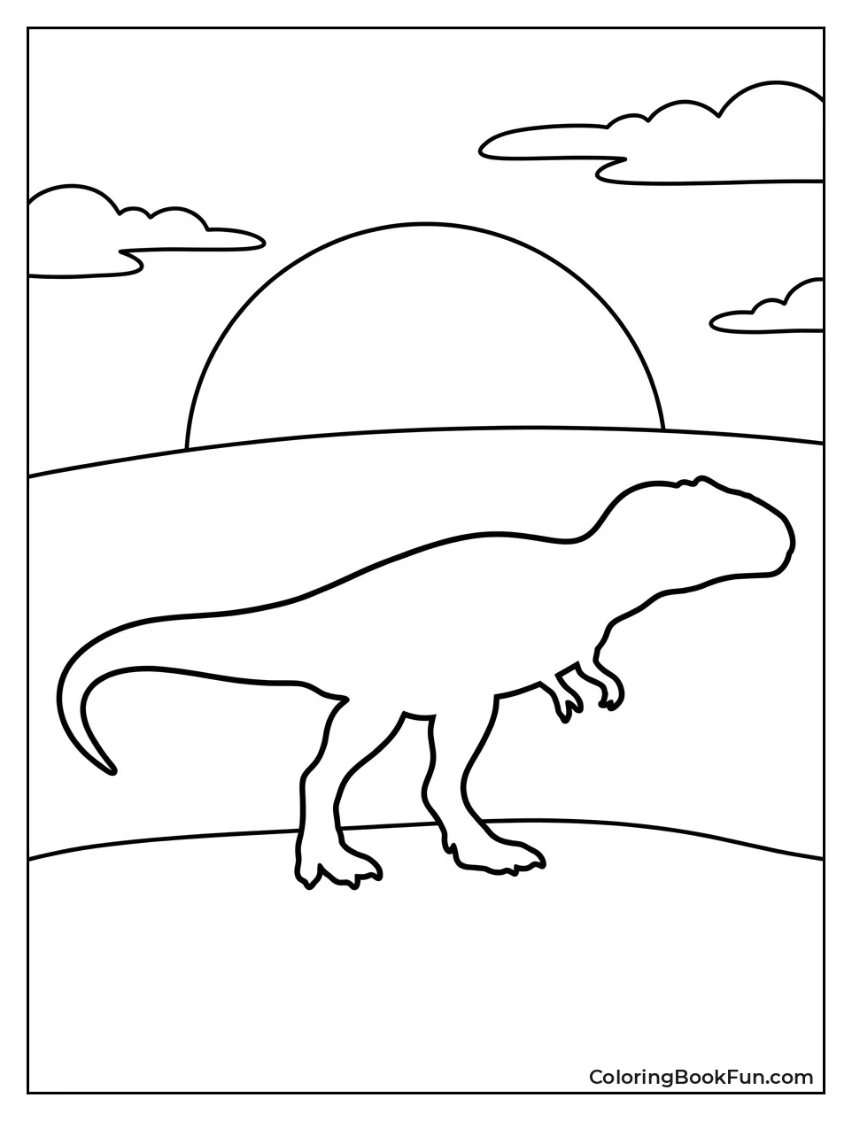 Giganotosaurus Silhouette at Sunset Horizon