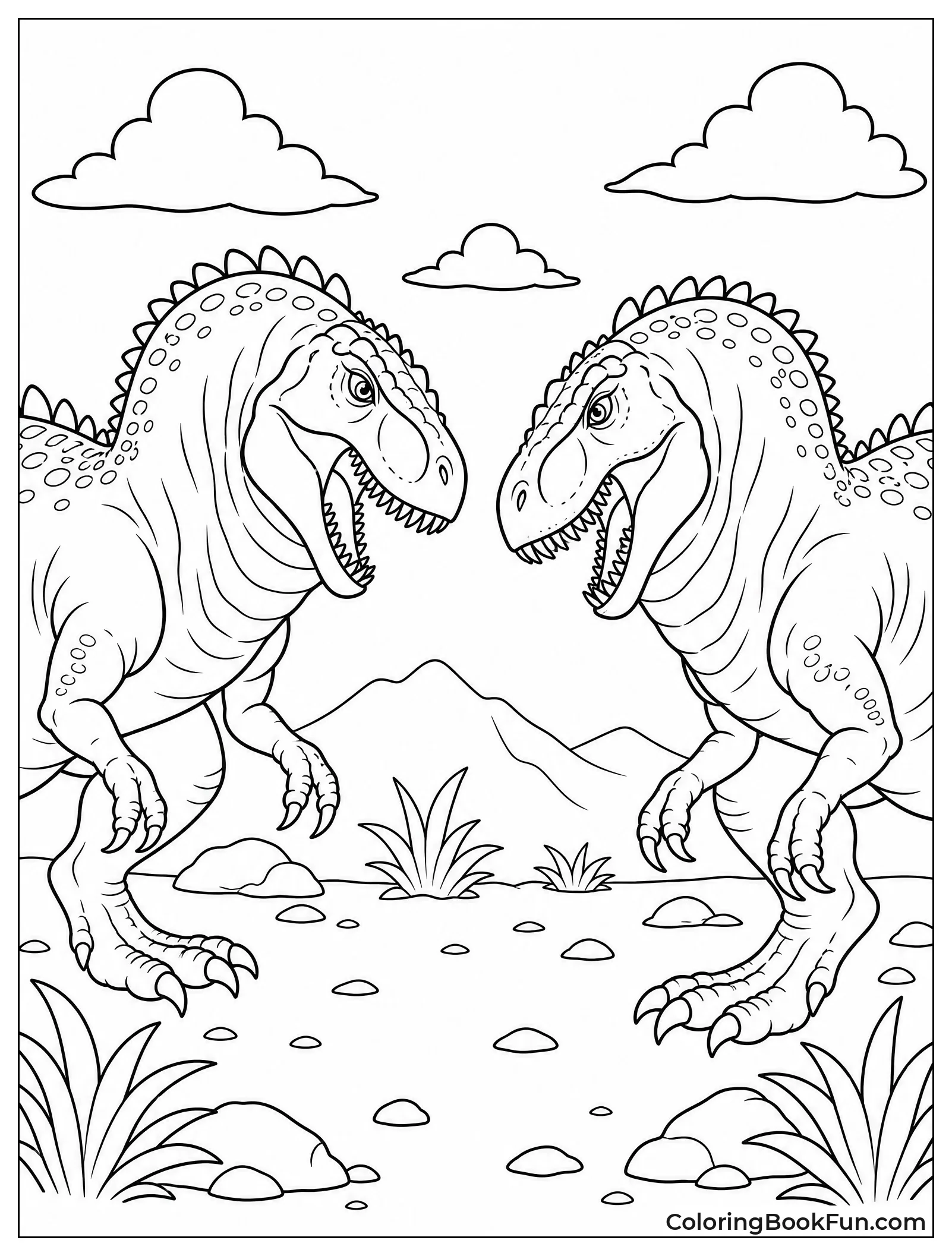 Two Giganotosauruses Showing Dominance