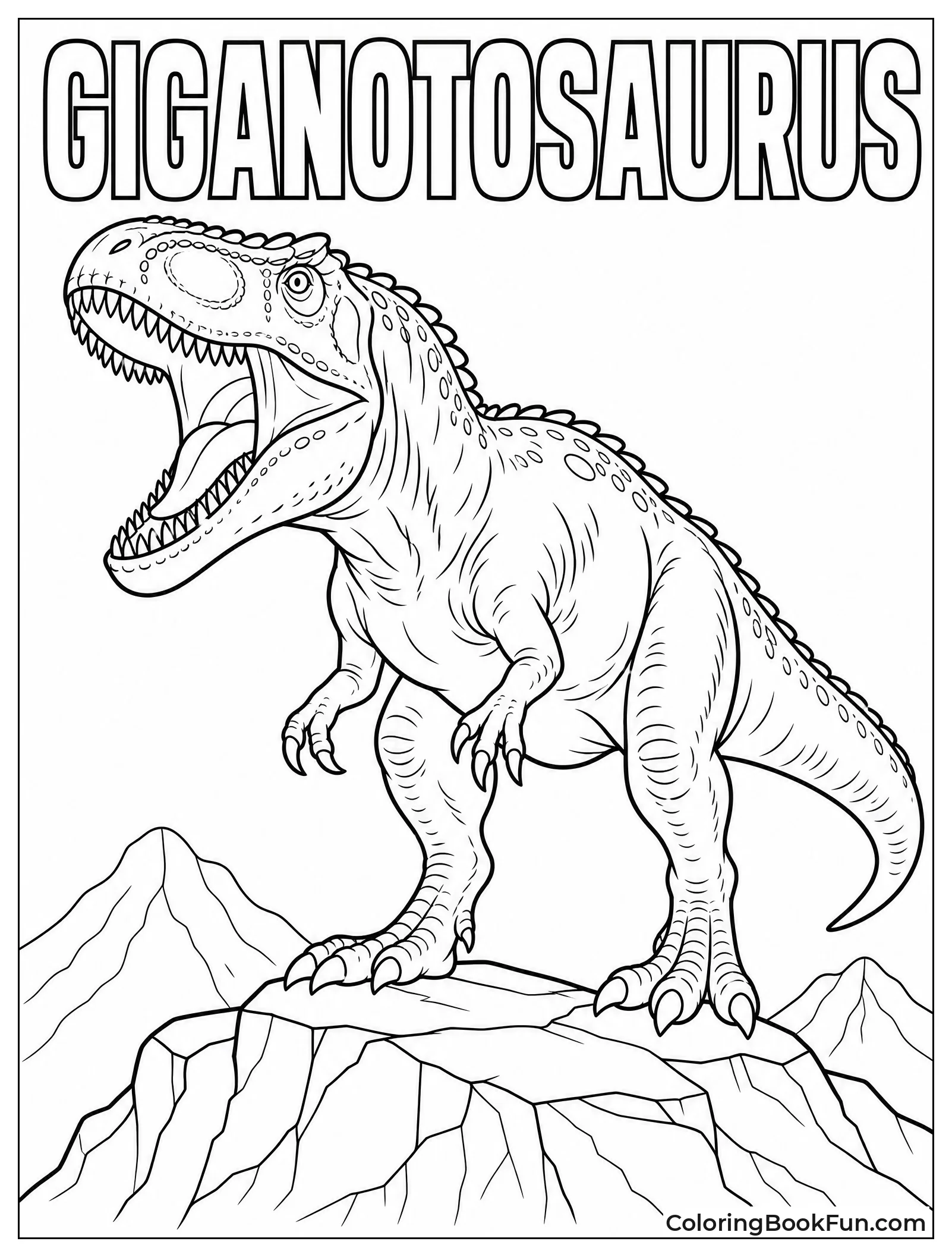 Giganotosaurus Roaring on Rocky Outcrop