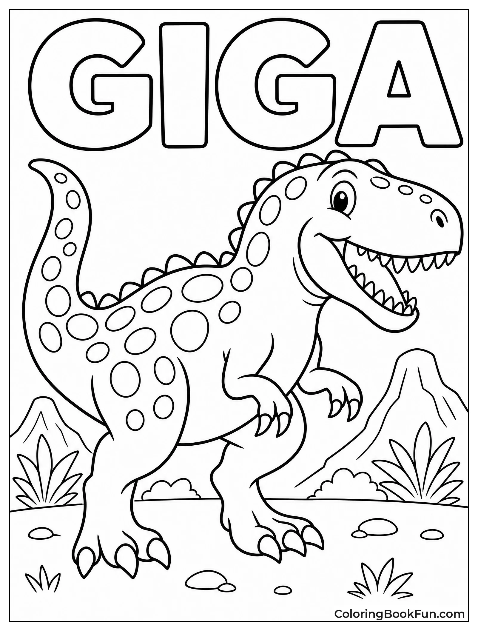 Simple Cartoon Giganotosaurus with Spots