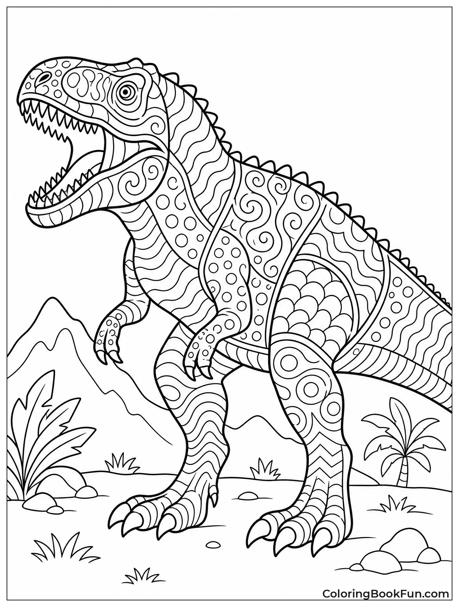 Giganotosaurus Body with Zentangle Sections
