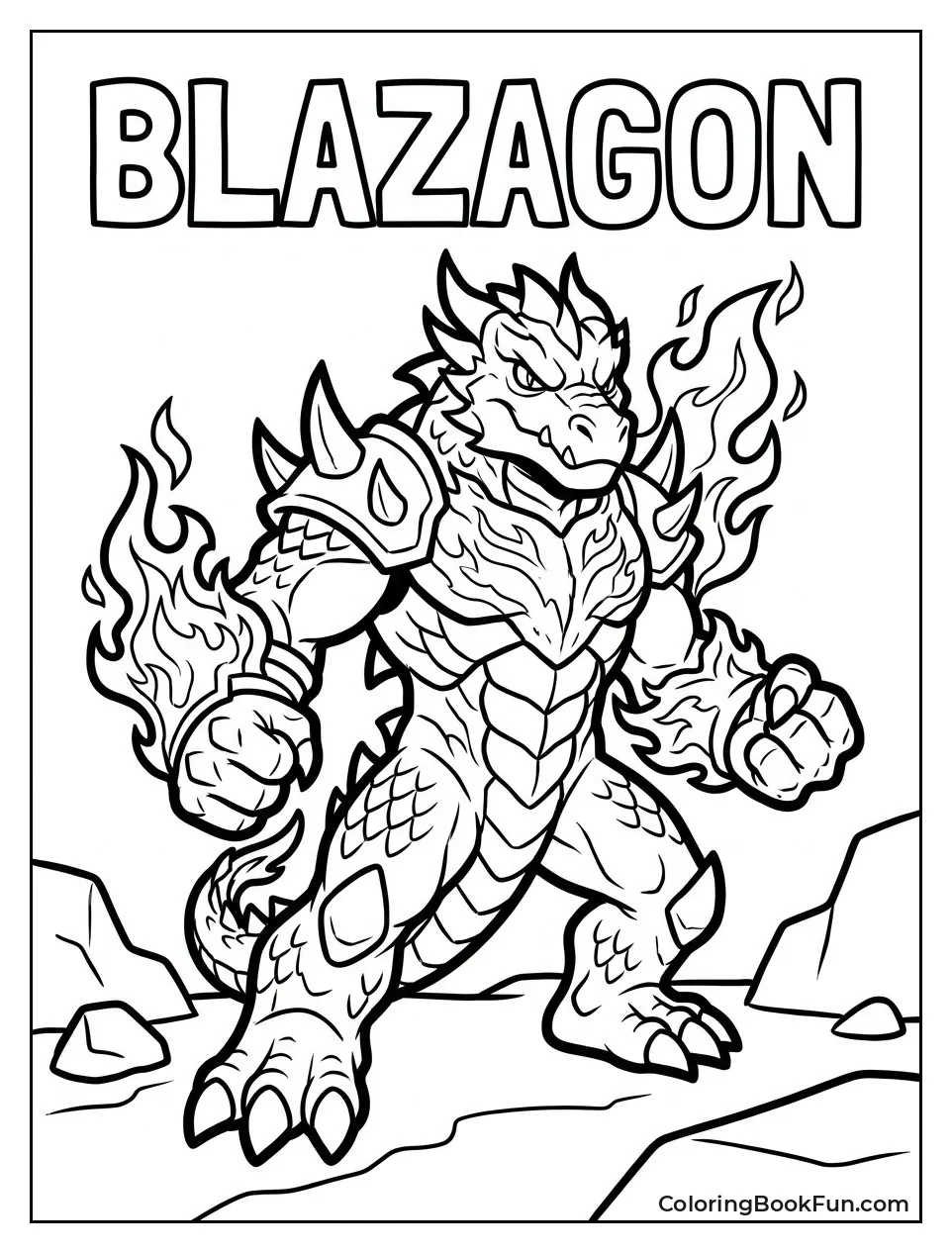 Blazagon Standing with Flames Around Him