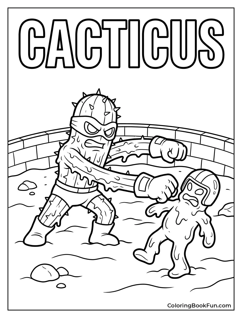 Cacticus Fighting in the Sandy Arena