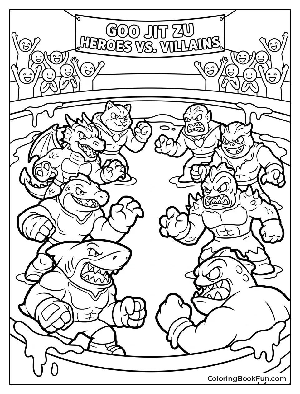 Heroes Facing Villains in Arena