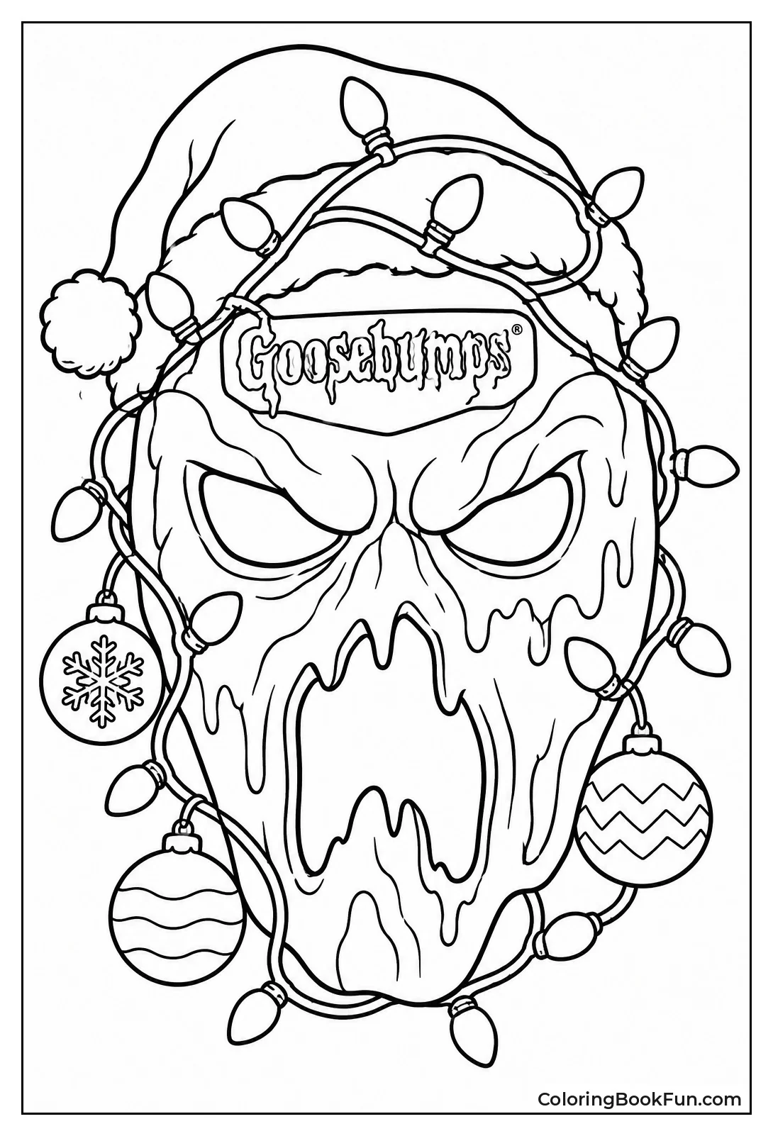 Haunted Mask Wears Christmas Lights