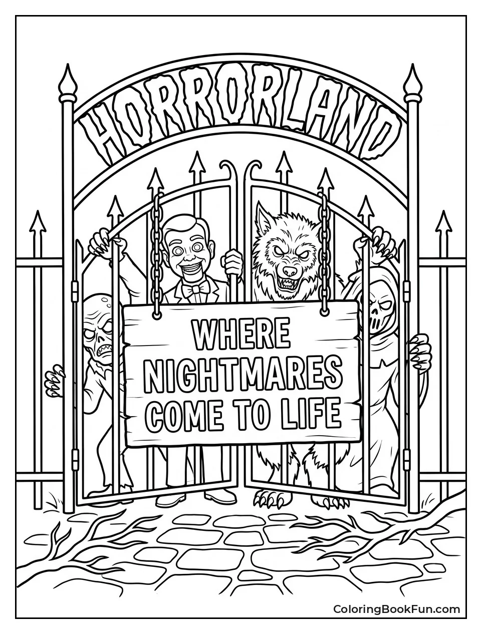 Monsters Peek from HorrorLand Gates