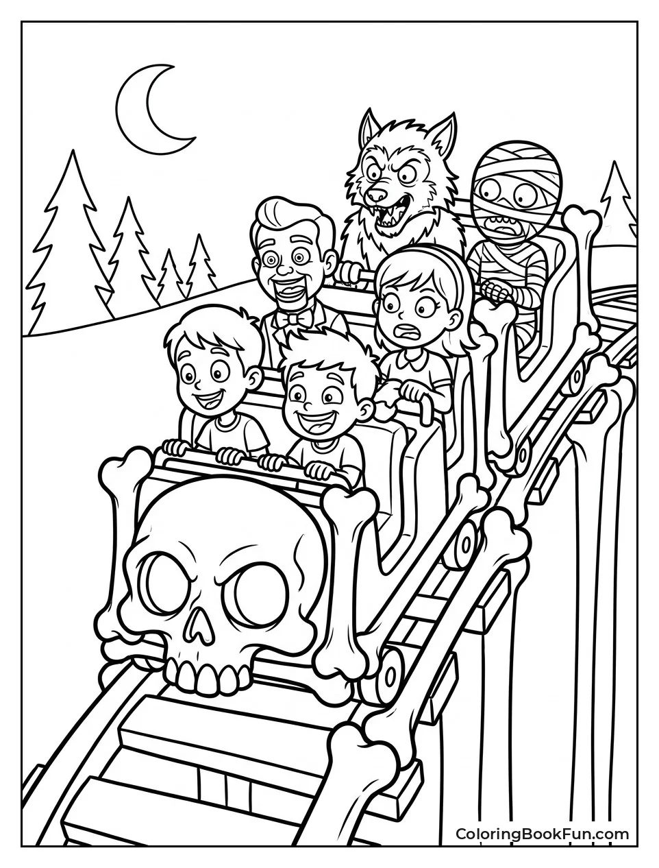 Monsters Ride a Bone Roller Coaster