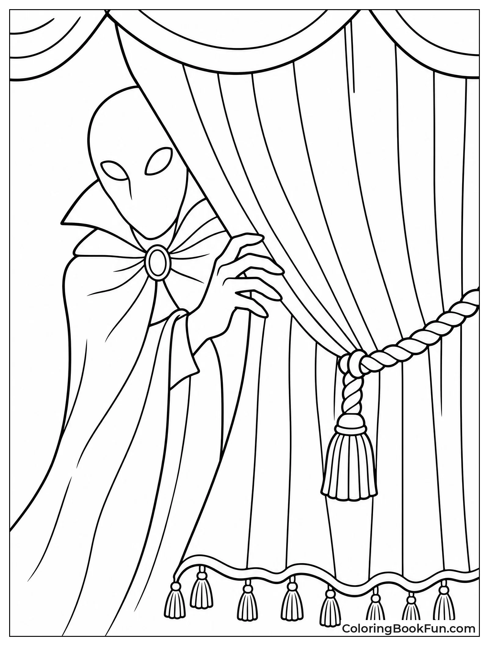 Phantom Lurks Behind Stage Curtain