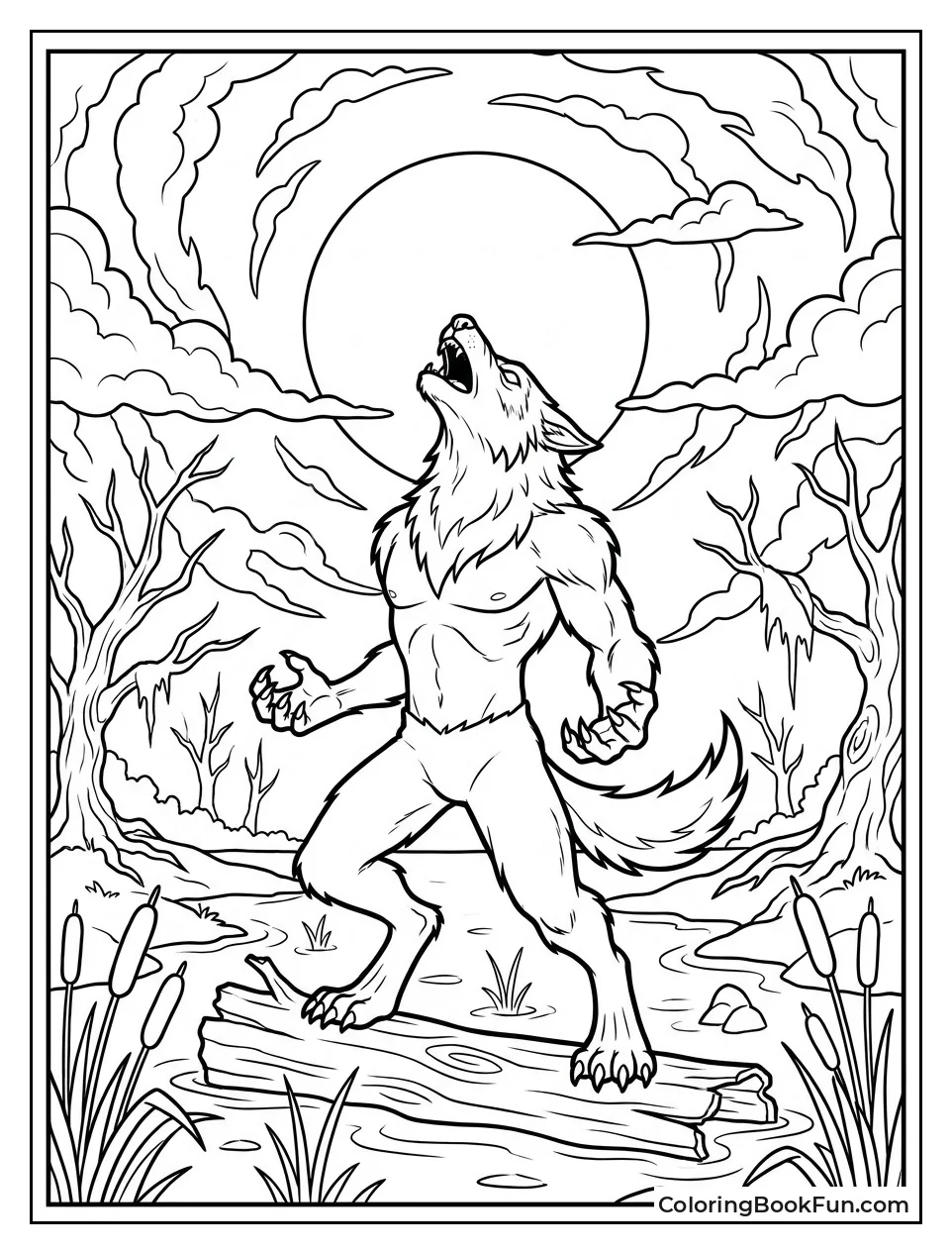Werewolf Howls at Full Moon