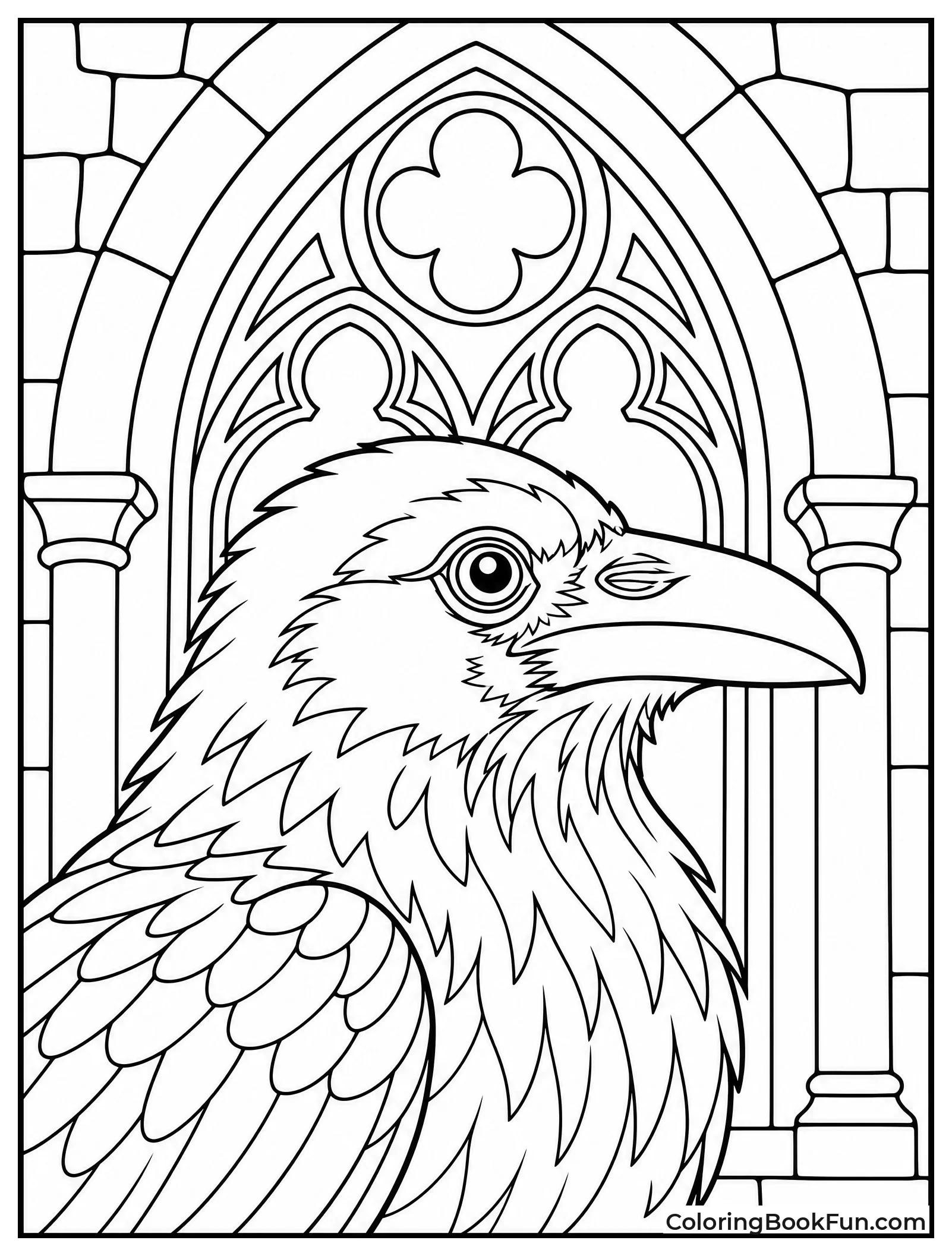 Gothic Raven on Stone Background