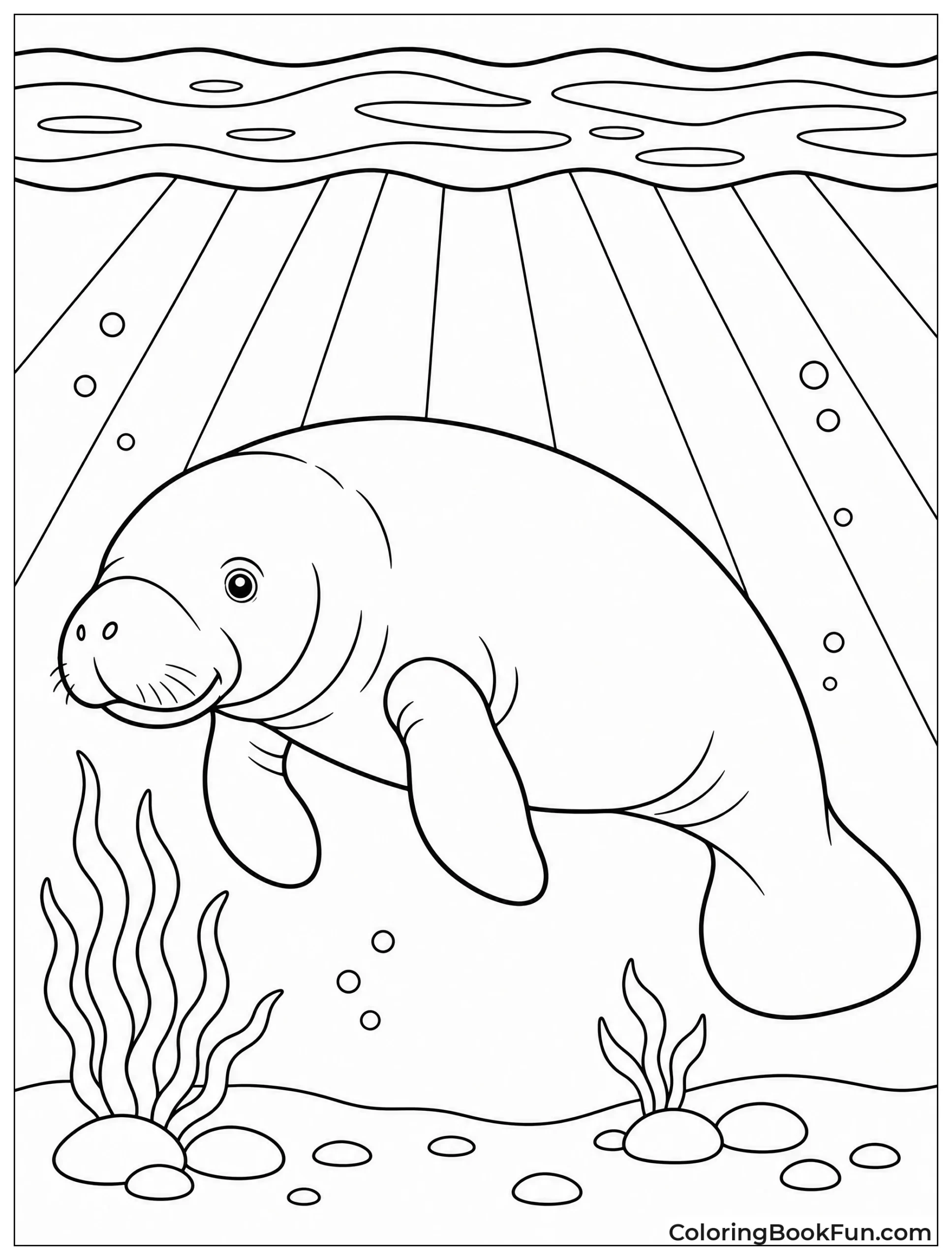 Manatee Gliding Through Clear Water